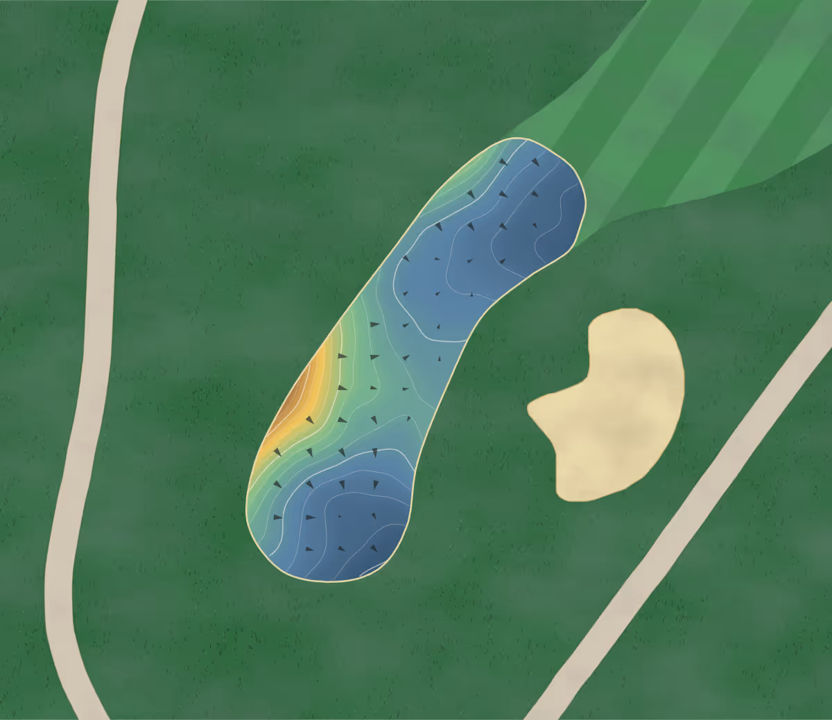 Green contour map of Timberline in Calera, Alabama: 191 elevation contours at a 3-inch interval with fall-line arrows, traced from 1-meter lidar