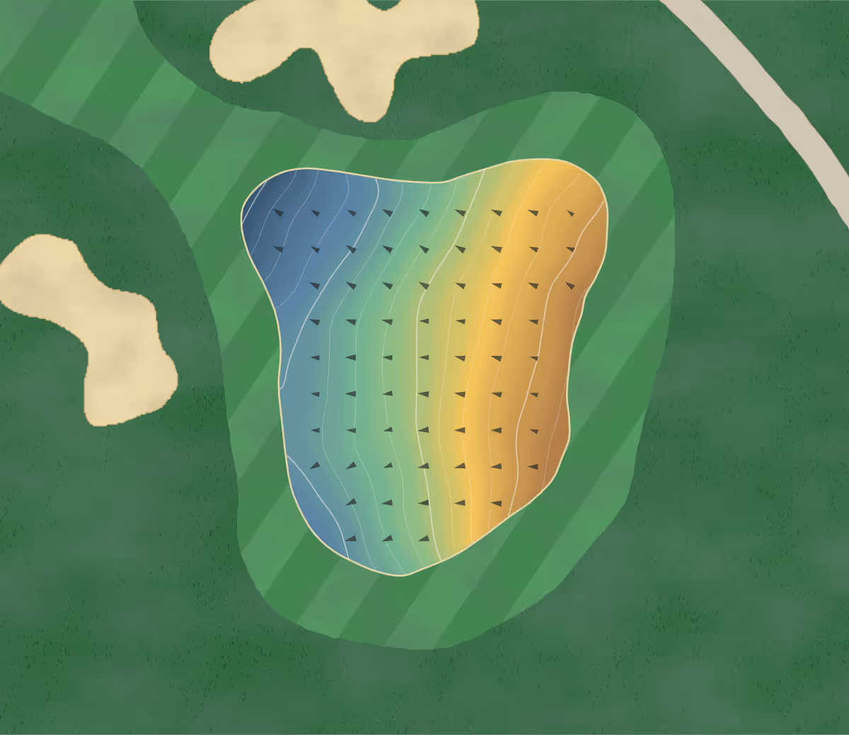 Green contour map of TN in Kingsport, Tennessee: 190 elevation contours at a 3-inch interval with fall-line arrows, traced from 1-meter lidar