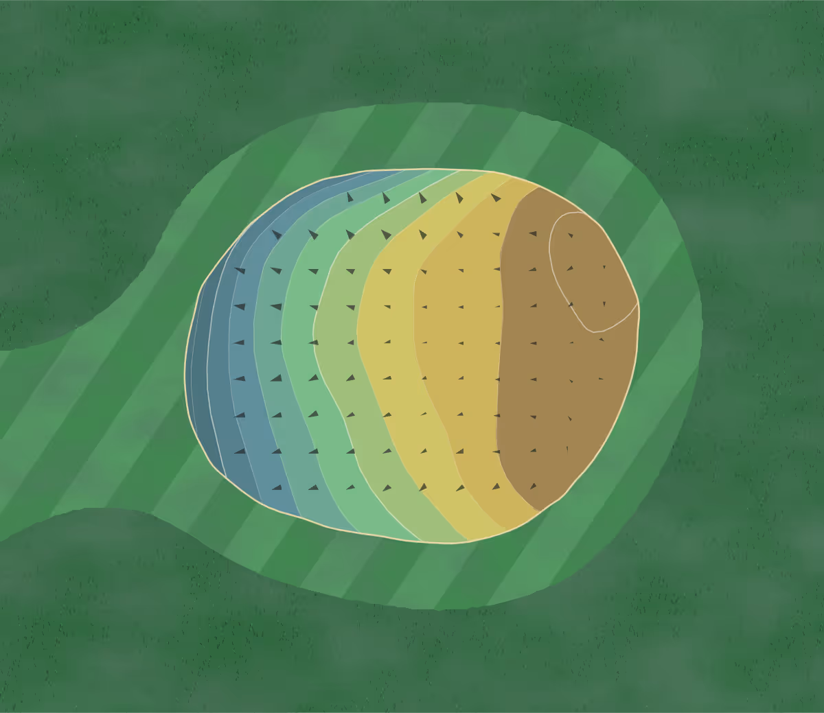 Green contour map of Toad Valley in Pleasant Hill, Iowa — 137 elevation contours at a 3-inch interval with fall-line arrows, traced from 1-meter lidar