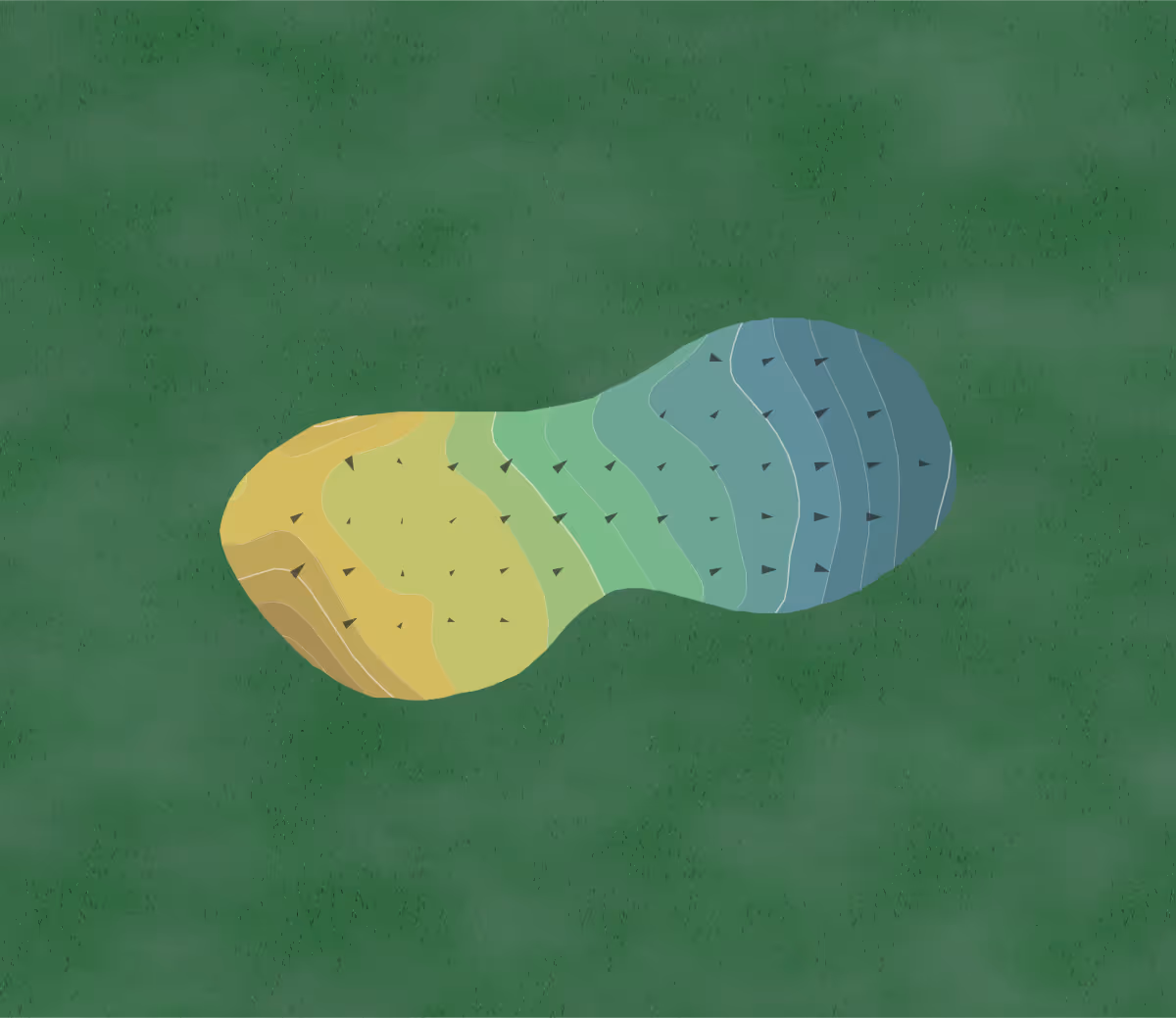 Green contour map of Torres Blancas in Green Valley, Arizona — 39 elevation contours at a 3-inch interval with fall-line arrows, traced from 1-meter lidar