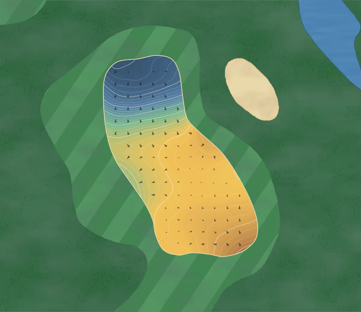 Green contour map of Tot Hill Farm in Asheboro, North Carolina: 374 elevation contours at a 3-inch interval with fall-line arrows, traced from 1-meter lidar
