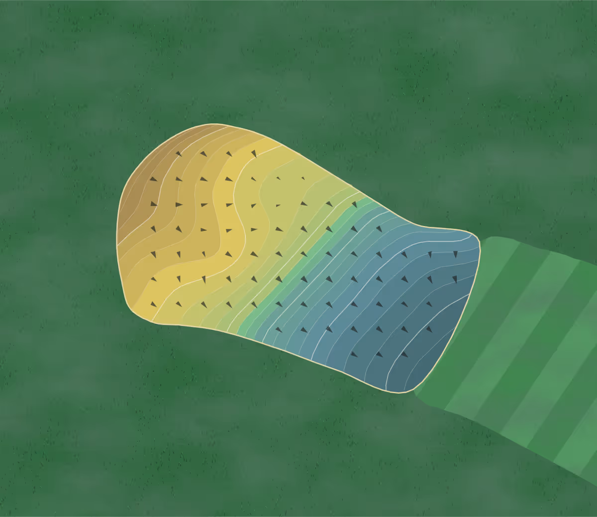 Green contour map of Totteridge GC in Greensburg, Pennsylvania — 270 elevation contours at a 3-inch interval with fall-line arrows, traced from 1-meter lidar