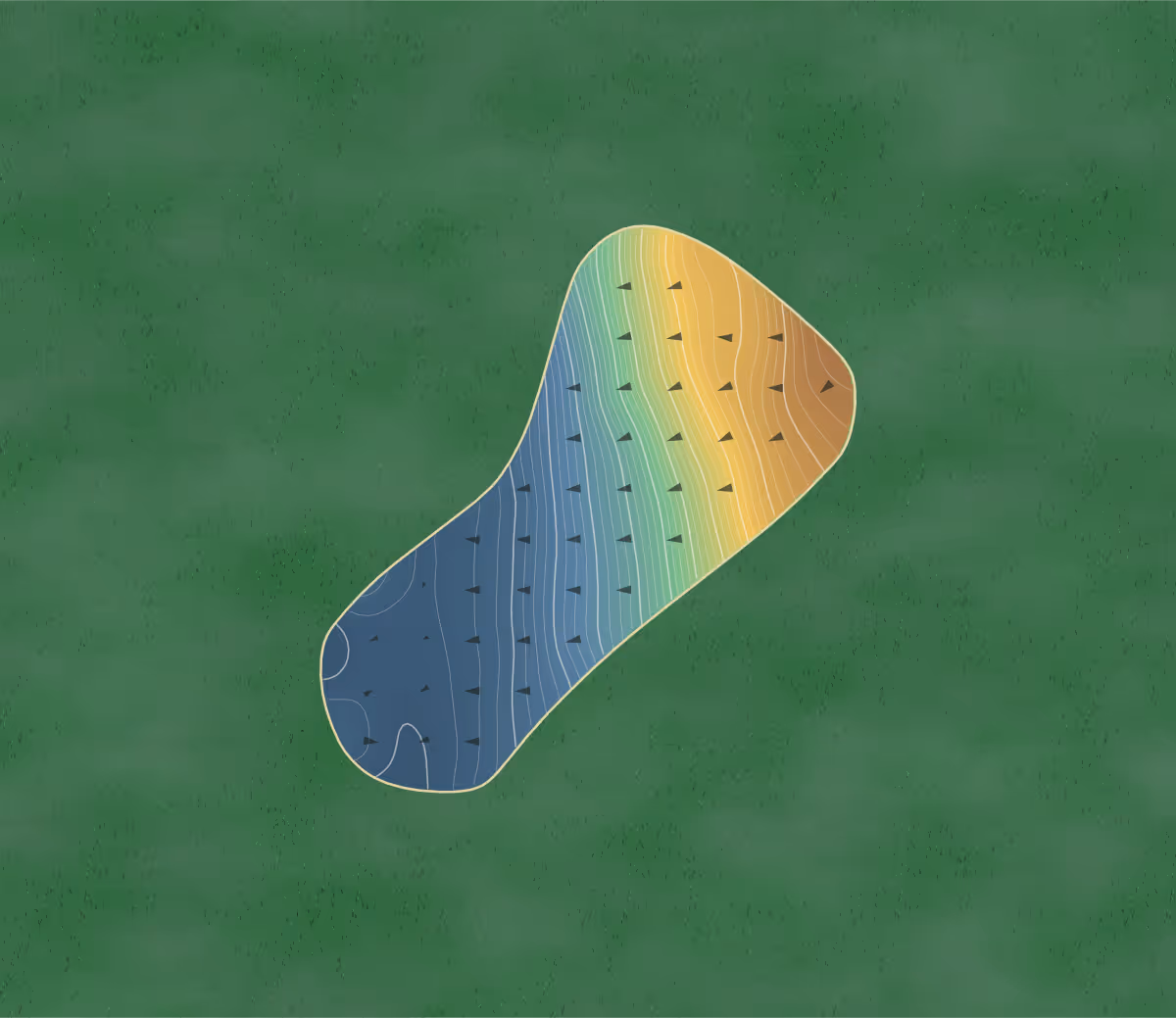 Green contour map of Tower Tee Golf in St. Louis, Missouri — 204 elevation contours at a 3-inch interval with fall-line arrows, traced from 1-meter lidar