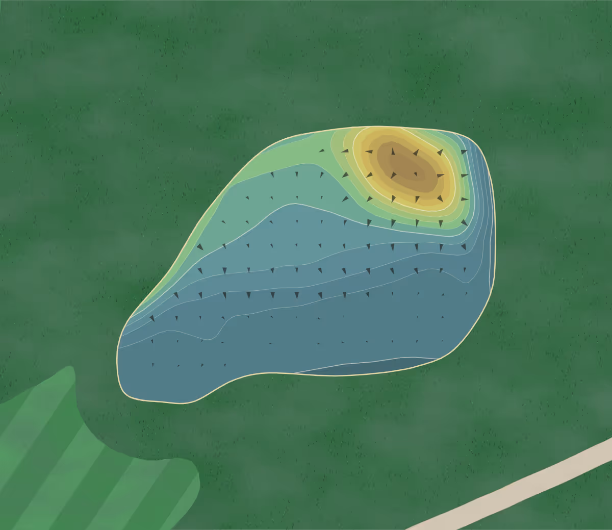 Green contour map of Colonie - Blue in Schenectady, New York — 34 elevation contours at a 3-inch interval with fall-line arrows, traced from 1-meter lidar