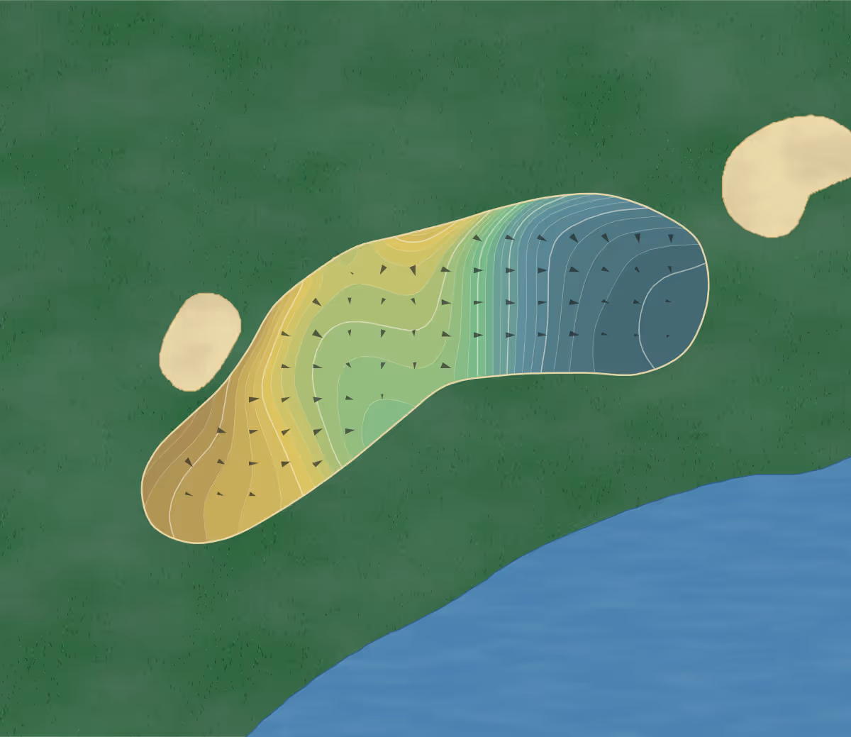 Green contour map of Towne Lake in Woodstock, Georgia — 273 elevation contours at a 3-inch interval with fall-line arrows, traced from 1-meter lidar