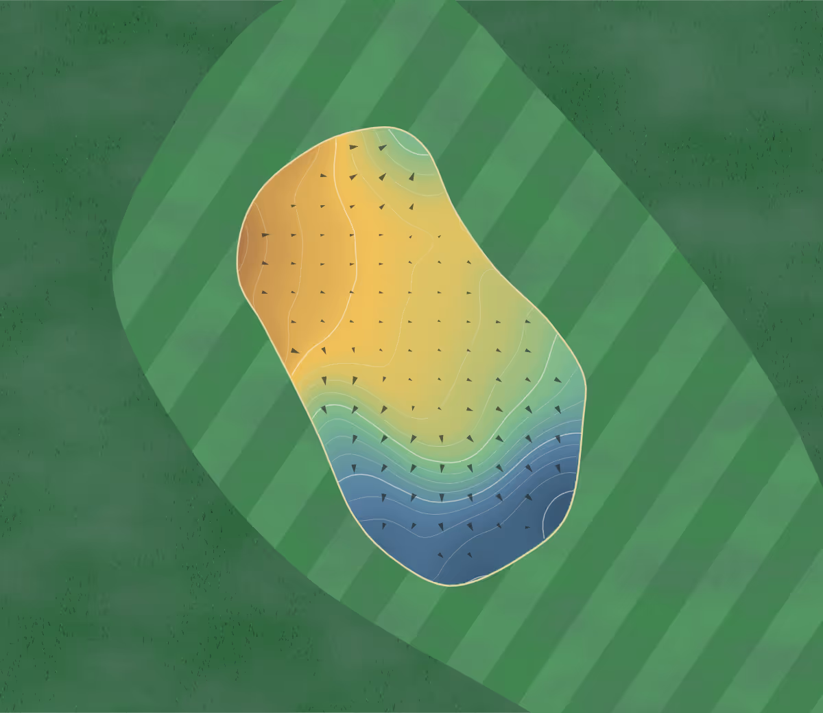 Green contour map of Craig Ranch in McKinney, Texas: 196 elevation contours at a 3-inch interval with fall-line arrows, traced from 1-meter lidar