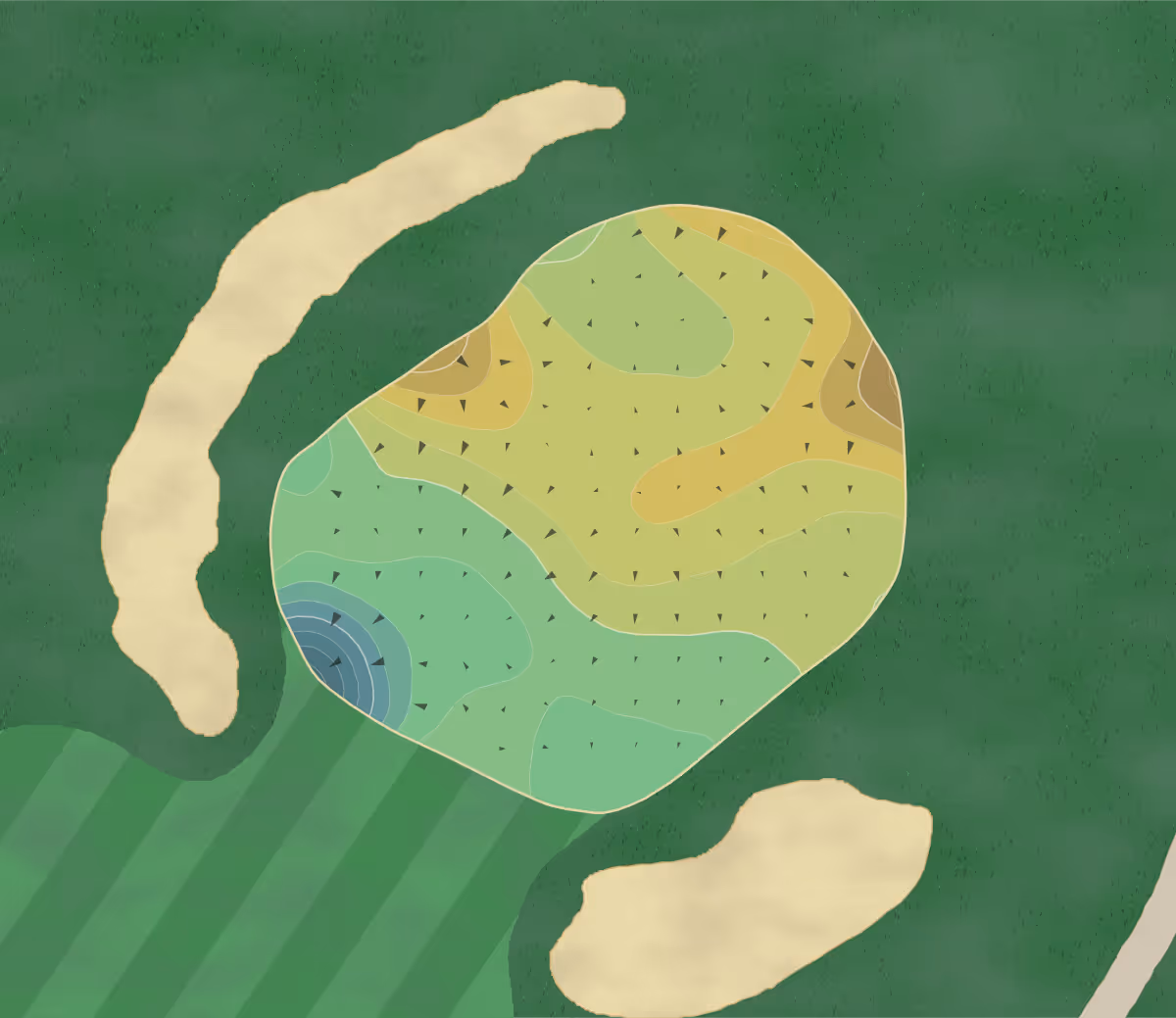 Green contour map of Tpc Boston in Norton, Massachusetts — 193 elevation contours at a 3-inch interval with fall-line arrows, traced from 1-meter lidar