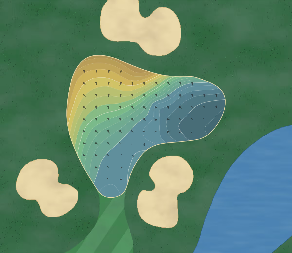 Green contour map of TPC Jasna Polana in Princeton, New Jersey — 192 elevation contours at a 3-inch interval with fall-line arrows, traced from 1-meter lidar
