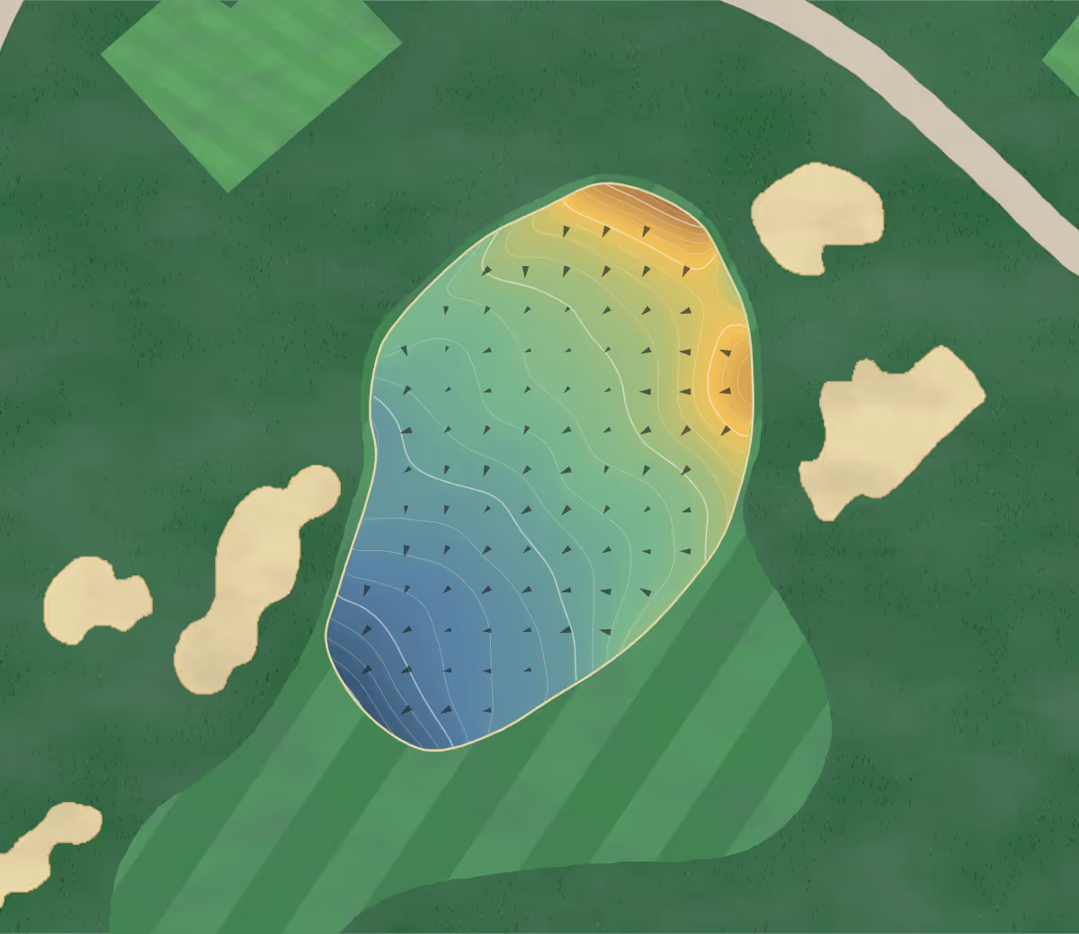 Green contour map of Potomac at Avanel in Potomac, Maryland: 275 elevation contours at a 3-inch interval with fall-line arrows, traced from 1-meter lidar