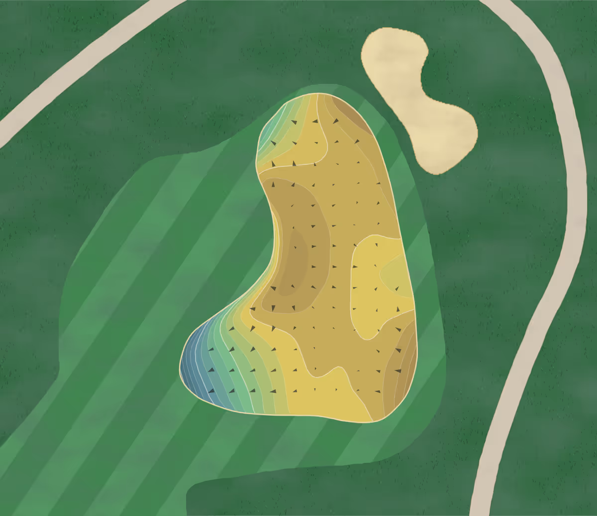 Green contour map of Summerlin in Las Vegas, Nevada — 257 elevation contours at a 3-inch interval with fall-line arrows, traced from 1-meter lidar