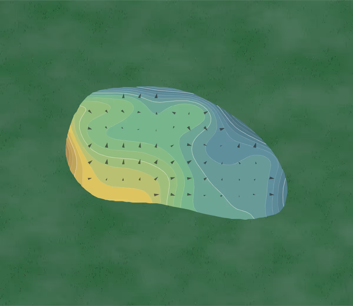 Green contour map of TPC Treviso Bay in Naples, Florida — 125 elevation contours at a 3-inch interval with fall-line arrows, traced from 1-meter lidar