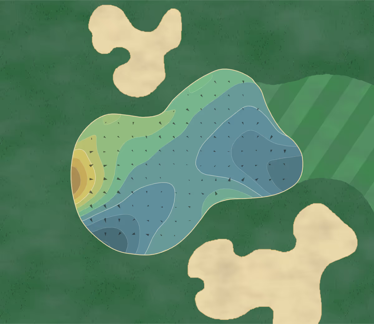 Green contour map of TPC Twin Cities in Blaine, Minnesota — 264 elevation contours at a 3-inch interval with fall-line arrows, traced from 1-meter lidar