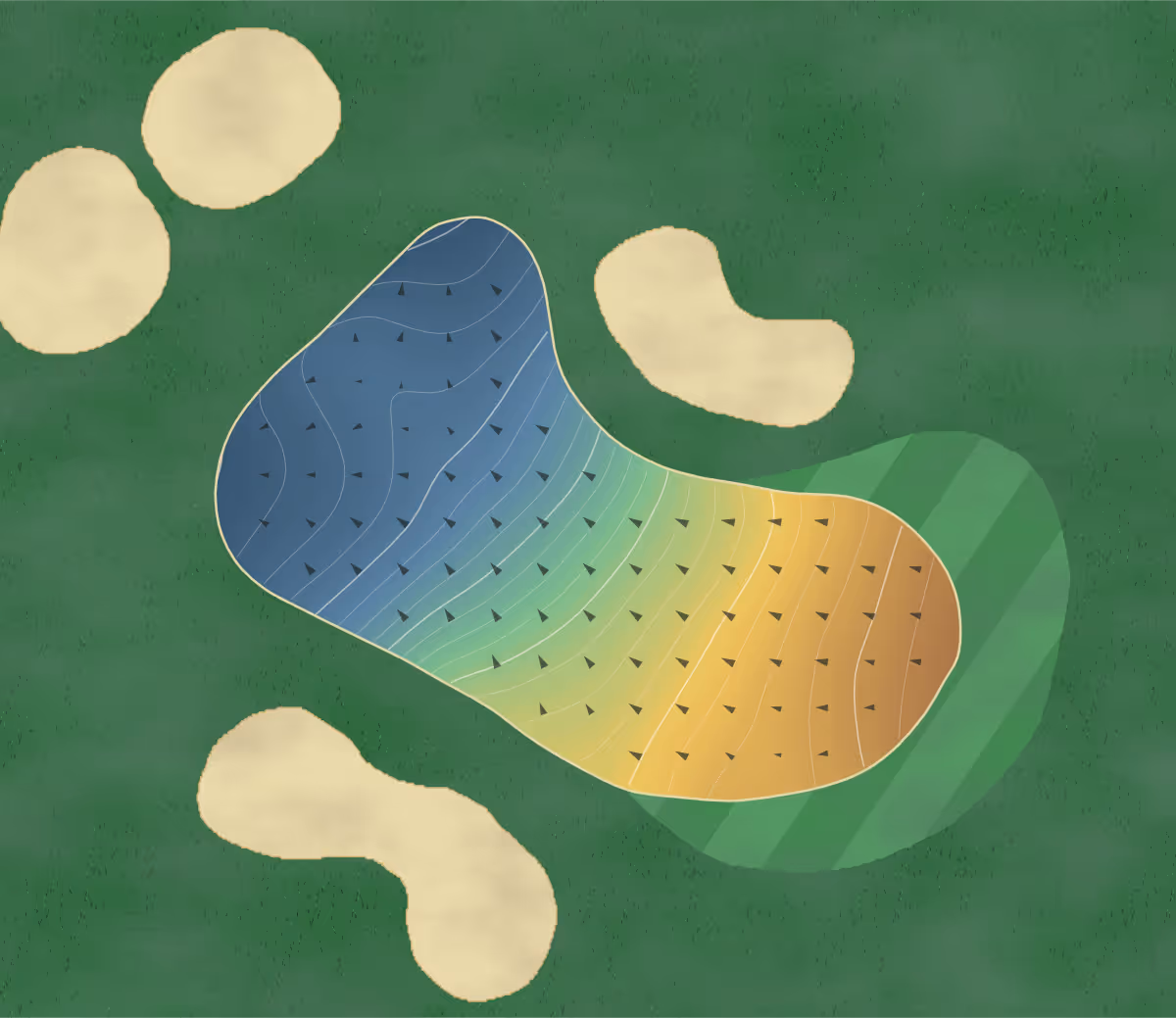 Green contour map of Traditions in Hebron, Kentucky: 225 elevation contours at a 3-inch interval with fall-line arrows, traced from 1-meter lidar