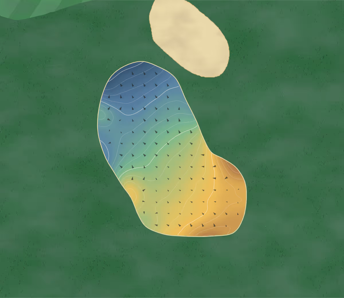 Green contour map of Trailhead in Liberty Lake, Washington — 104 elevation contours at a 3-inch interval with fall-line arrows, traced from 1-meter lidar