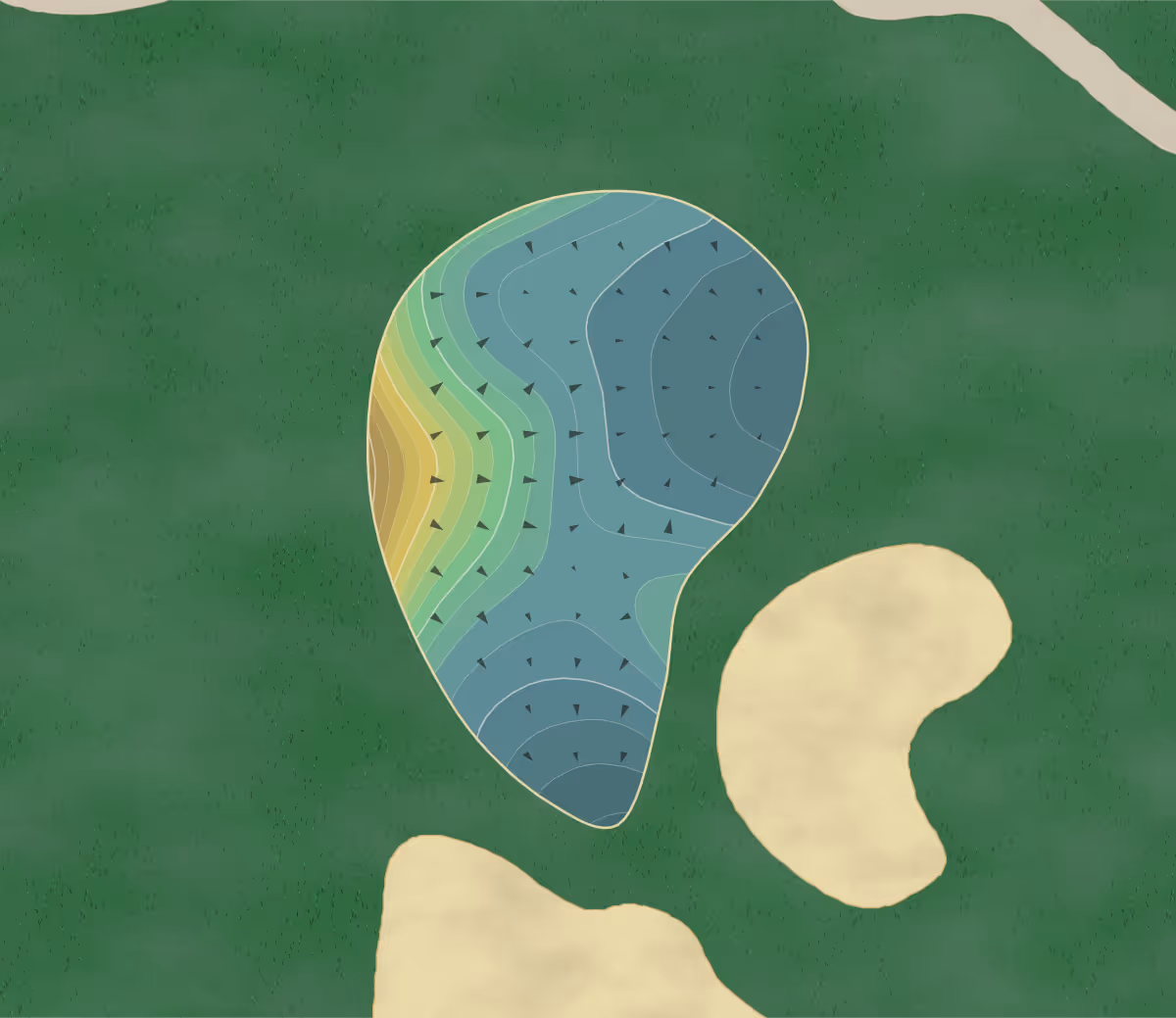 Green contour map of Tranquilo in Orlando, Florida — 227 elevation contours at a 3-inch interval with fall-line arrows, traced from 1-meter lidar