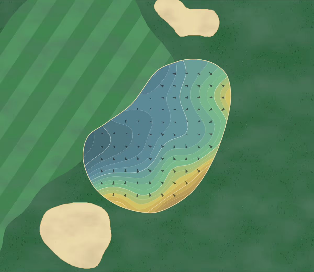 Green contour map of Trappers Turn in Wisconsin Dells, Wisconsin — 219 elevation contours at a 3-inch interval with fall-line arrows, traced from 1-meter lidar