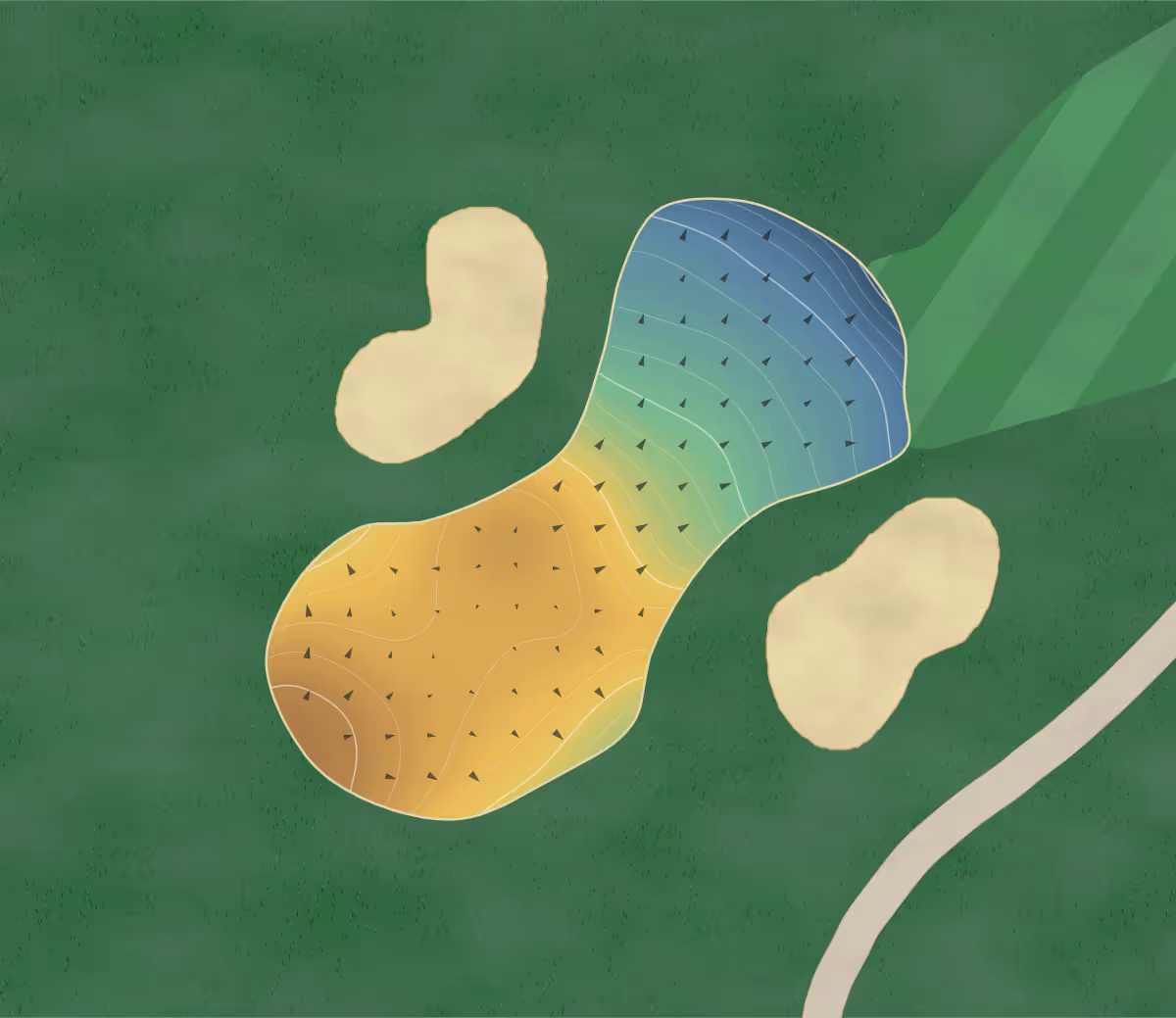 Green contour map of Treasure Lake in DuBois, Pennsylvania: 182 elevation contours at a 3-inch interval with fall-line arrows, traced from 1-meter lidar