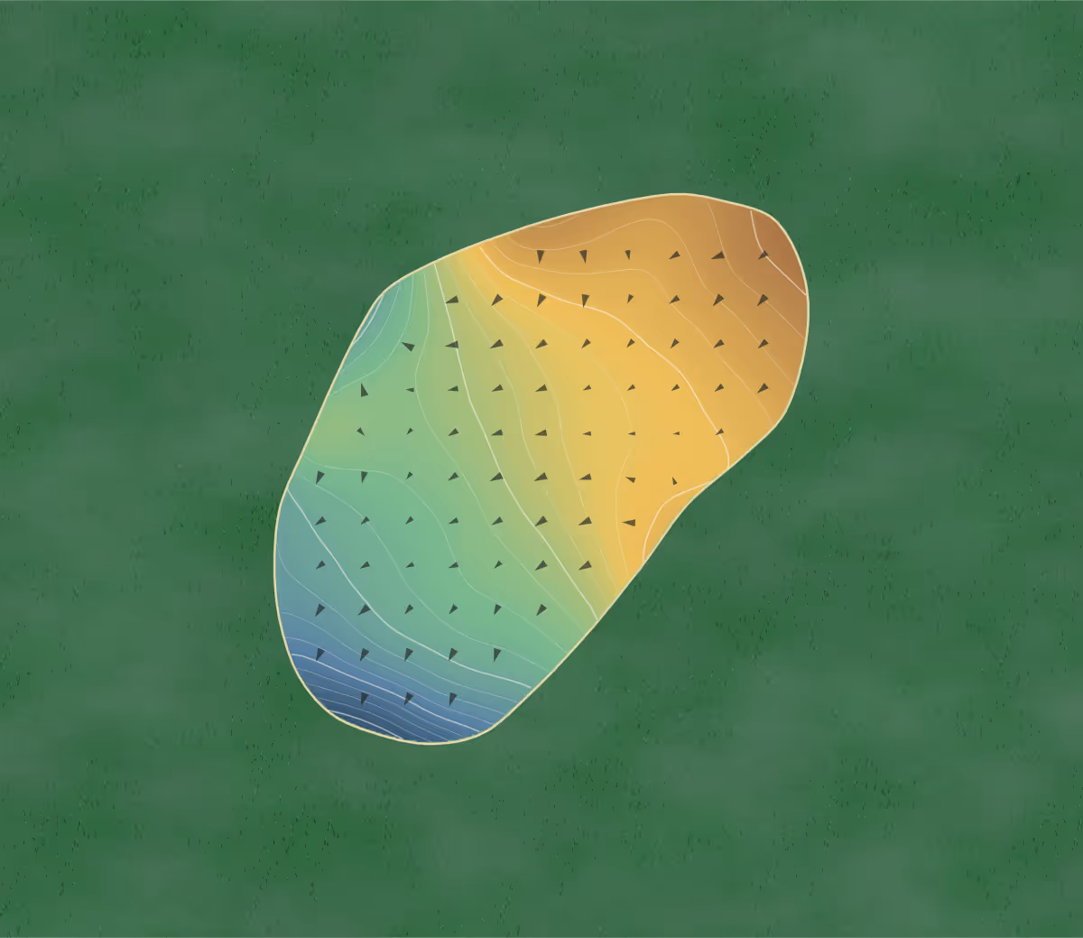 Green contour map of Treyburn in Durham, North Carolina: 223 elevation contours at a 3-inch interval with fall-line arrows, traced from 1-meter lidar