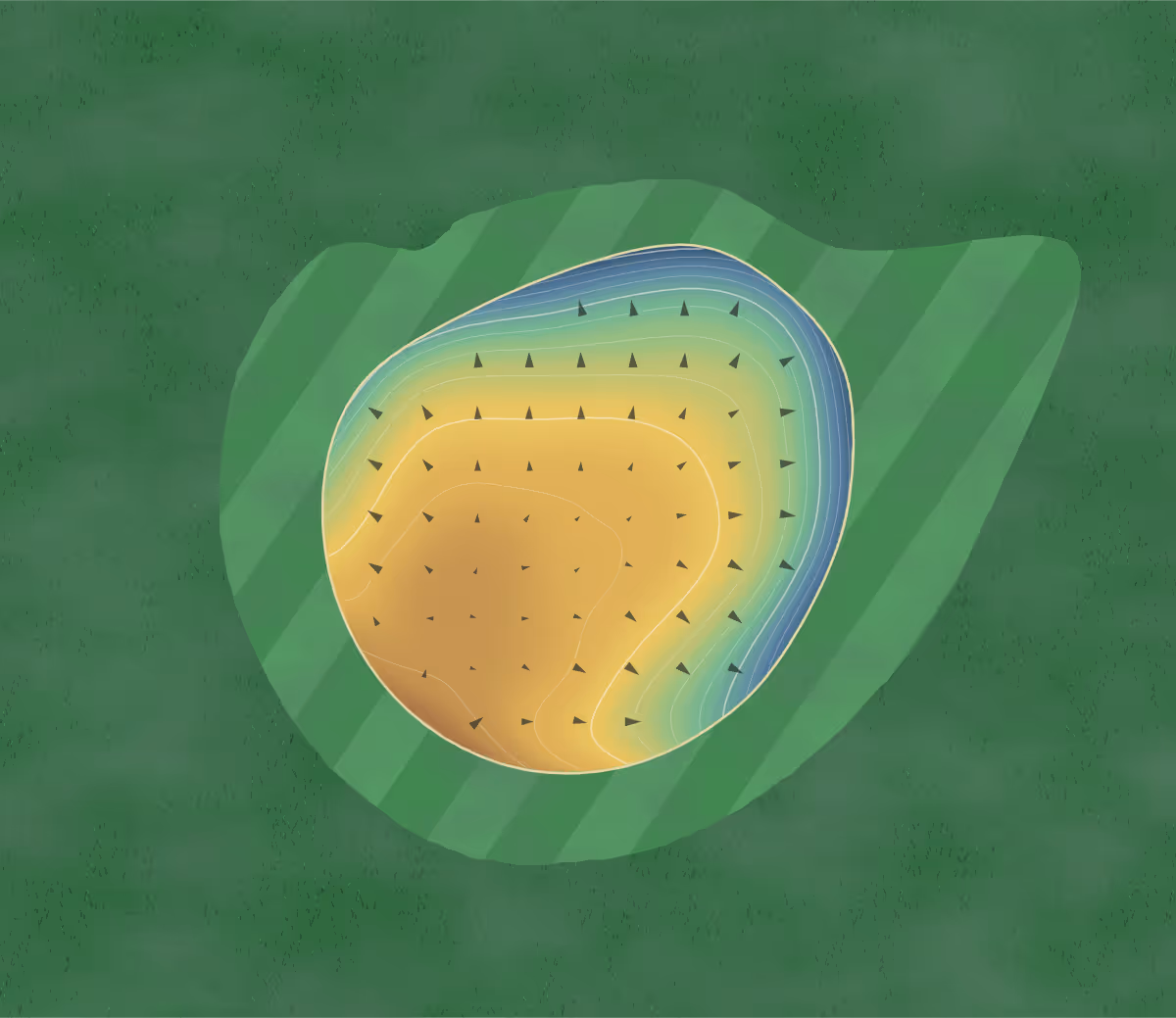 Green contour map of Tri-Club Golf Club in Monona, Iowa: 92 elevation contours at a 3-inch interval with fall-line arrows, traced from 1-meter lidar