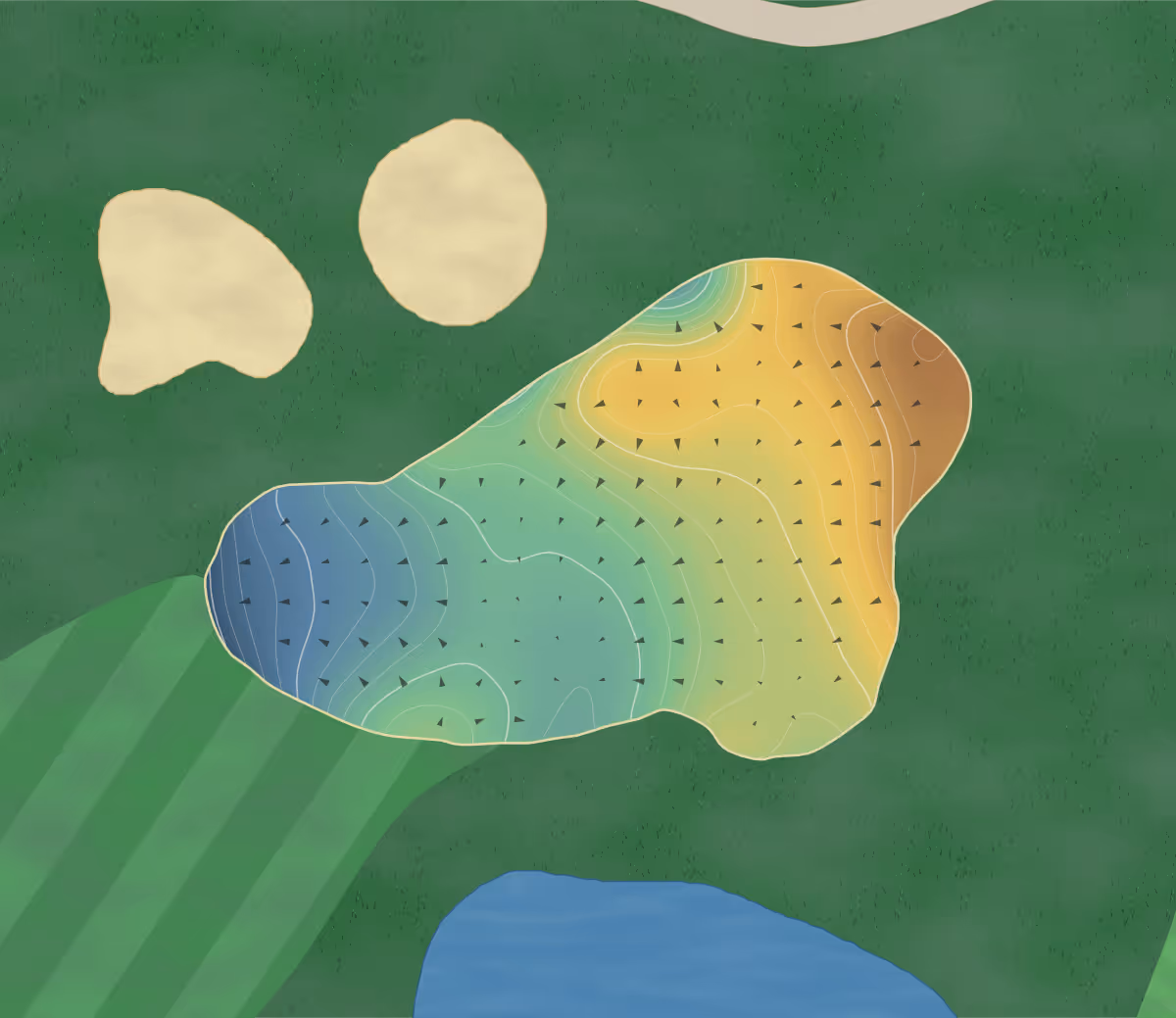 Green contour map of Tri Mountain in Ridgefield, Washington — 194 elevation contours at a 3-inch interval with fall-line arrows, traced from 1-meter lidar