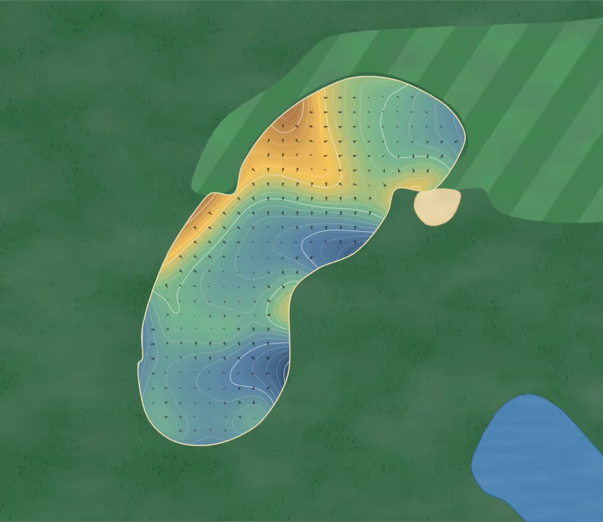 Green contour map of Tributary in Driggs, Idaho: 422 elevation contours at a 3-inch interval with fall-line arrows, traced from 1-meter lidar