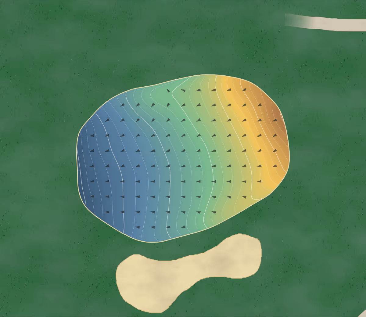 Green contour map of Tribute in Wausau, Wisconsin: 45 elevation contours at a 3-inch interval with fall-line arrows, traced from 1-meter lidar