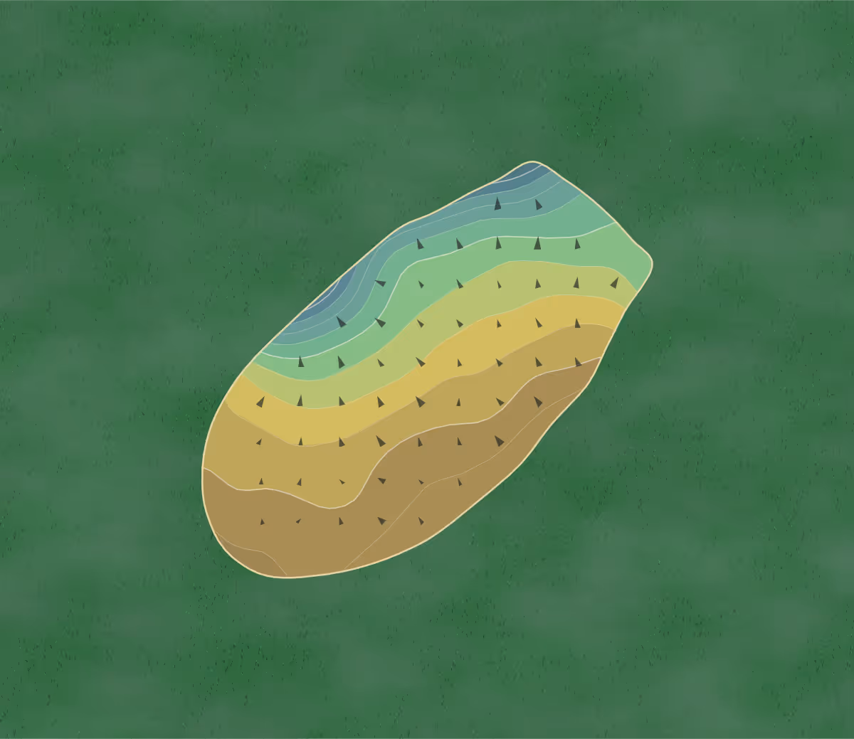 Green contour map of Trident Lakes in King's Bay, Georgia — 166 elevation contours at a 3-inch interval with fall-line arrows, traced from 1-meter lidar