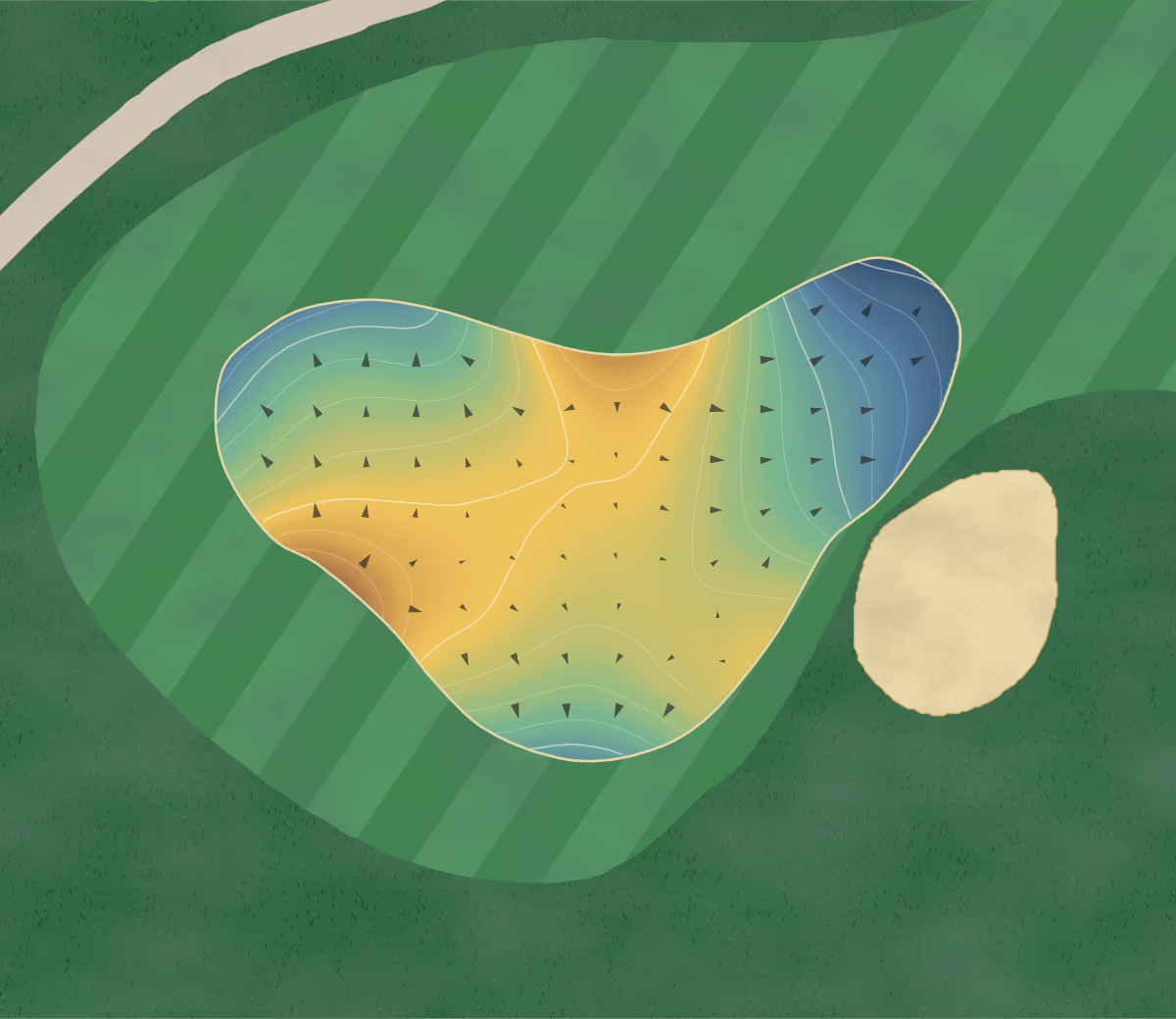 Green contour map of Trilogy in Gilbert, Arizona: 165 elevation contours at a 3-inch interval with fall-line arrows, traced from 1-meter lidar