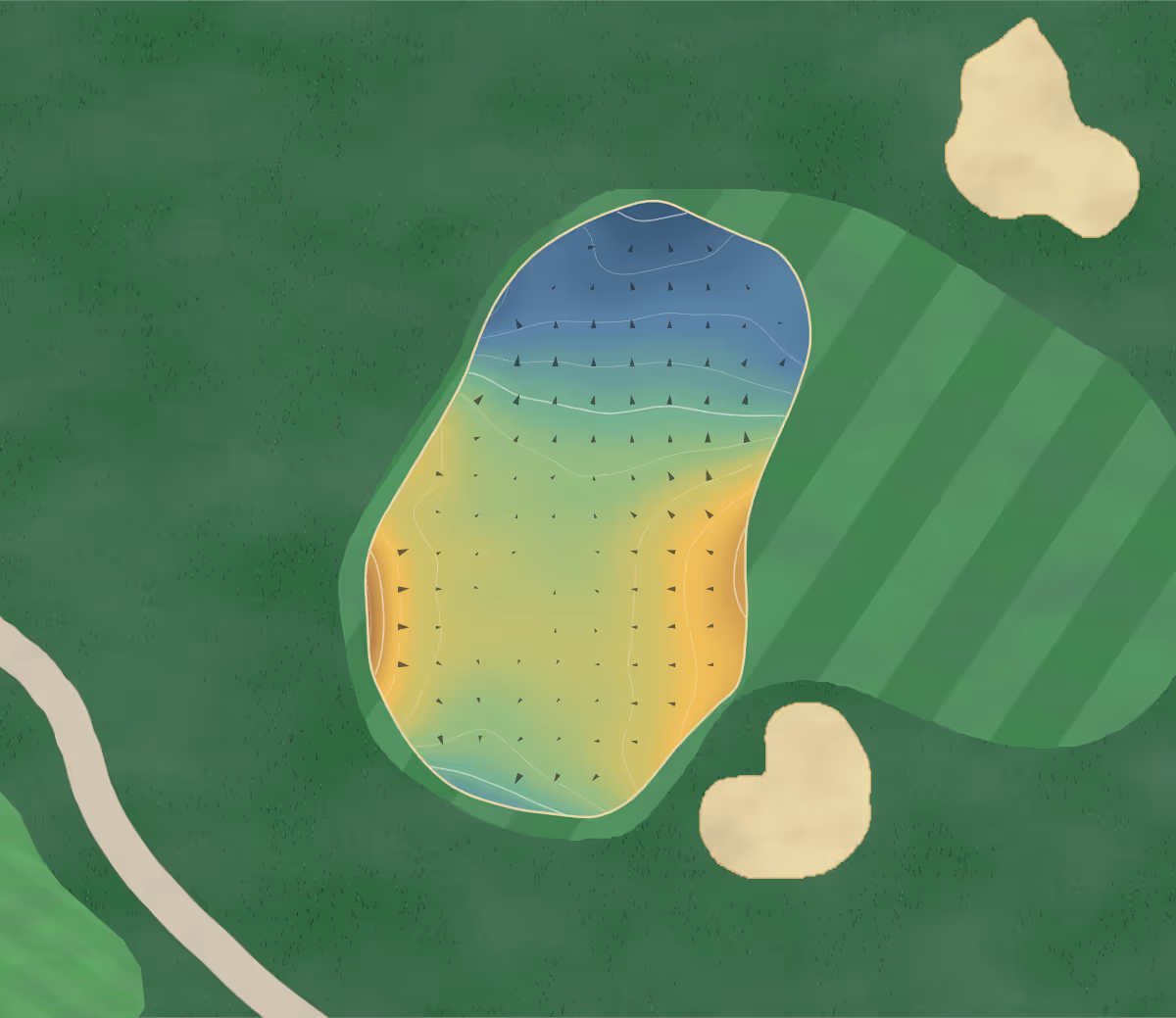 Green contour map of Trophy Lake in Port Orchard, Washington: 157 elevation contours at a 3-inch interval with fall-line arrows, traced from 1-meter lidar