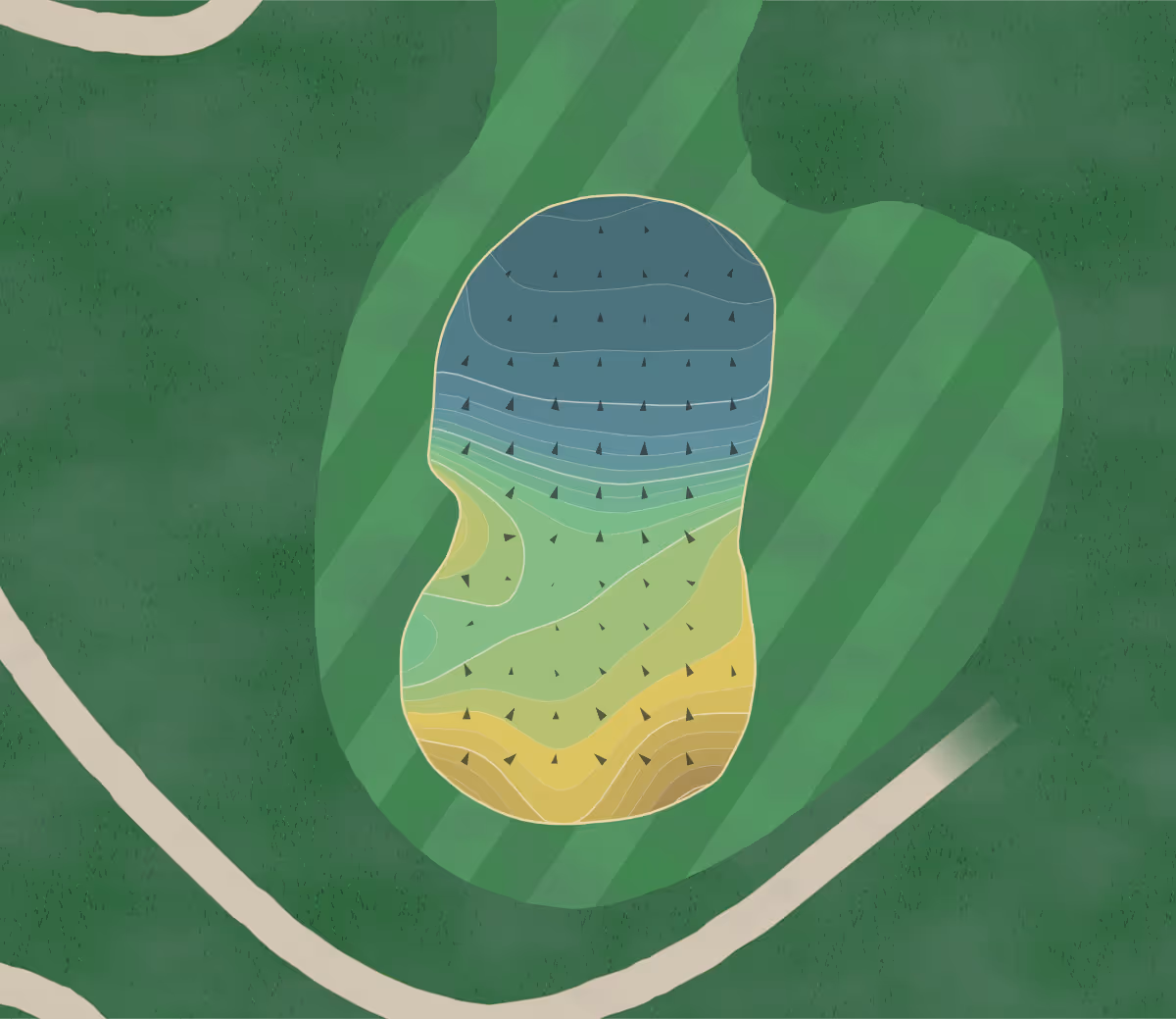 Green contour map of Trosper in Oklahoma City, Oklahoma — 232 elevation contours at a 3-inch interval with fall-line arrows, traced from 1-meter lidar