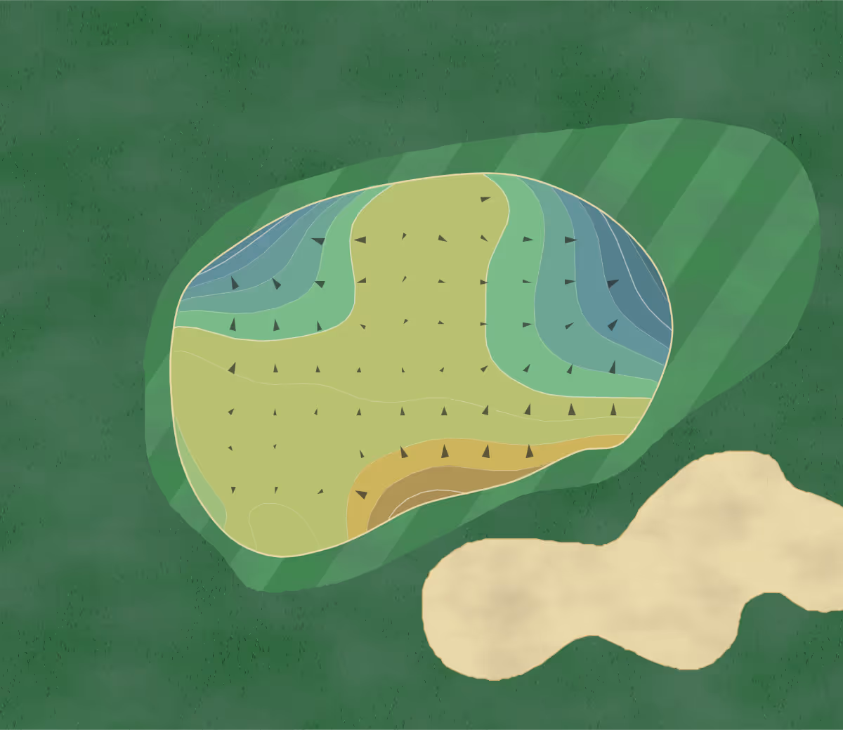 Green contour map of Truman in The Villages, Florida — 139 elevation contours at a 3-inch interval with fall-line arrows, traced from 1-meter lidar