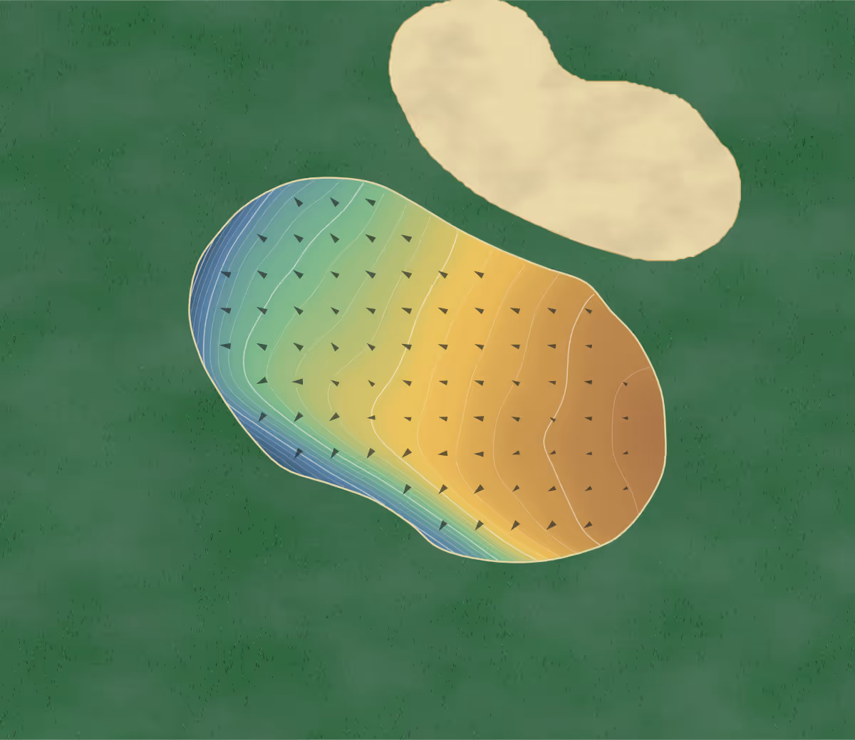 Green contour map of Truro in Truro, Canada — 215 elevation contours at a 8-centimeter interval with fall-line arrows, traced from 1-meter lidar