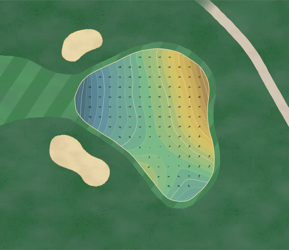 Green contour map of Tuckaway in Franklin, Wisconsin — 331 elevation contours at a 3-inch interval with fall-line arrows, traced from 1-meter lidar