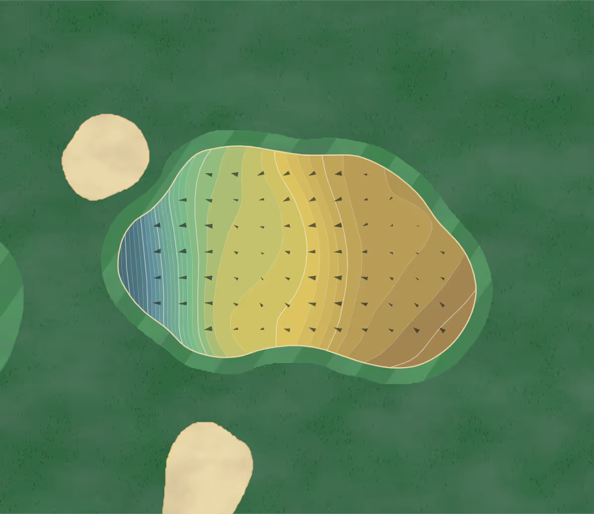 Green contour map of Turkey Creek in Lincoln, California — 255 elevation contours at a 3-inch interval with fall-line arrows, traced from 1-meter lidar