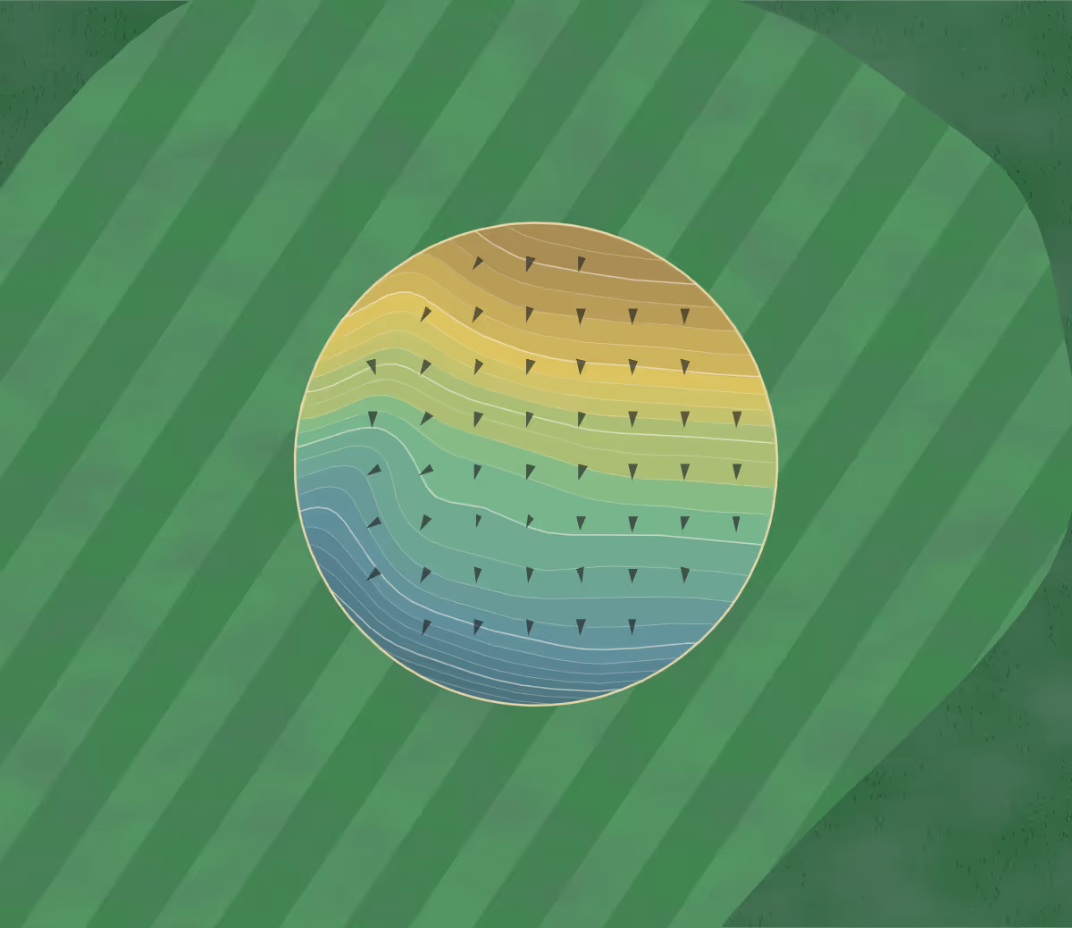 Green contour map of Turkey Mountain in Horseshoe Bend, Arkansas — 227 elevation contours at a 3-inch interval with fall-line arrows, traced from 1-meter lidar