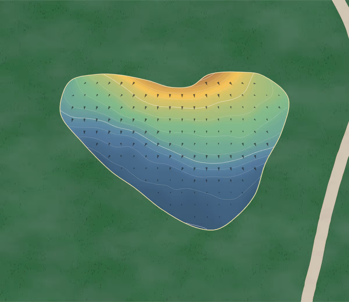 Green contour map of Turnberry in Village of Lakewood, Illinois: 112 elevation contours at a 3-inch interval with fall-line arrows, traced from 1-meter lidar