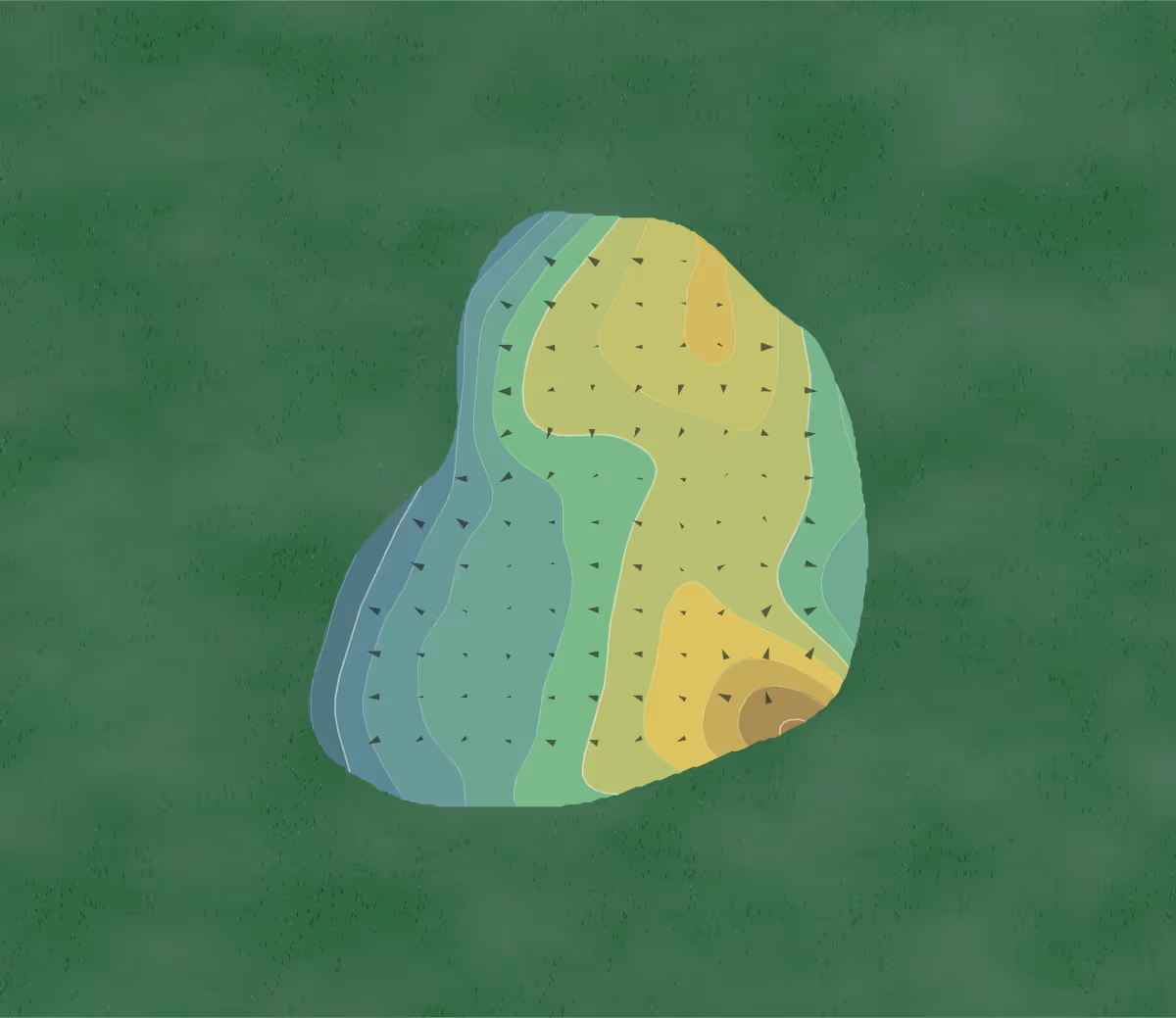 Green contour map of Tuscarora in Marcellus, New York — 190 elevation contours at a 3-inch interval with fall-line arrows, traced from 1-meter lidar