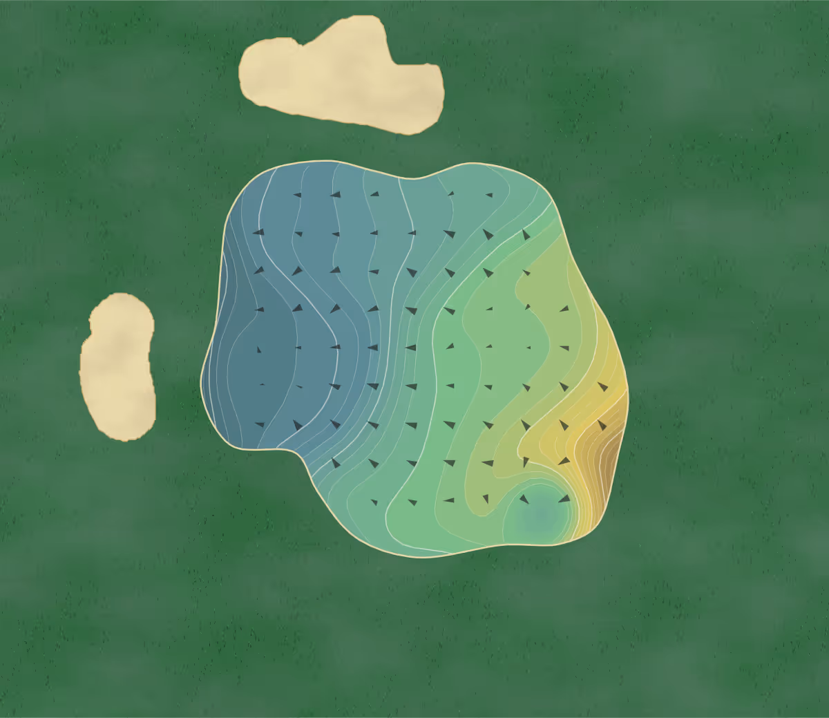 Green contour map of Tustin Ranch in Tustin, California — 325 elevation contours at a 3-inch interval with fall-line arrows, traced from 1-meter lidar