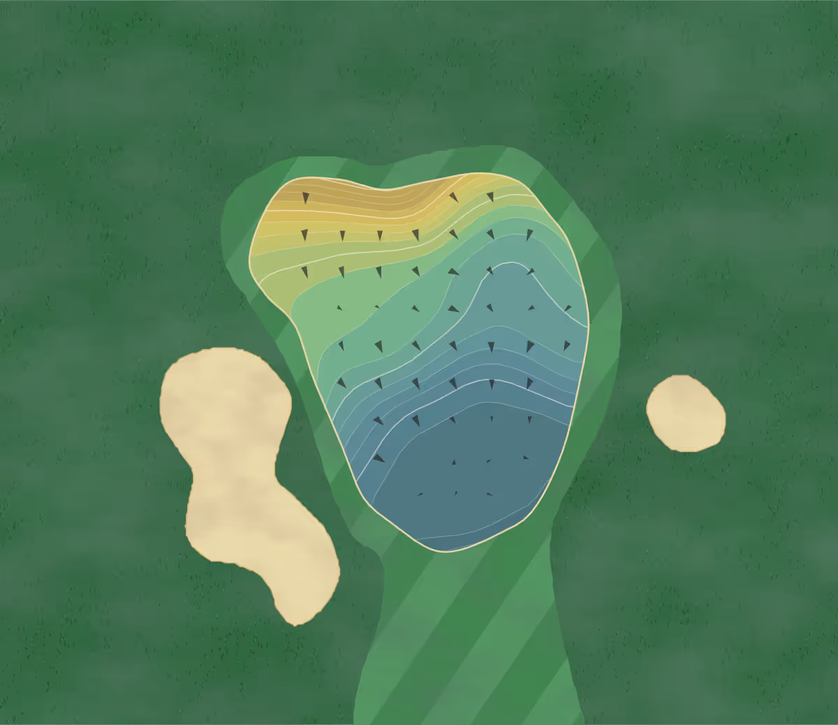 Green contour map of Twaalfskill GC in Kingston, New York — 111 elevation contours at a 3-inch interval with fall-line arrows, traced from 1-meter lidar