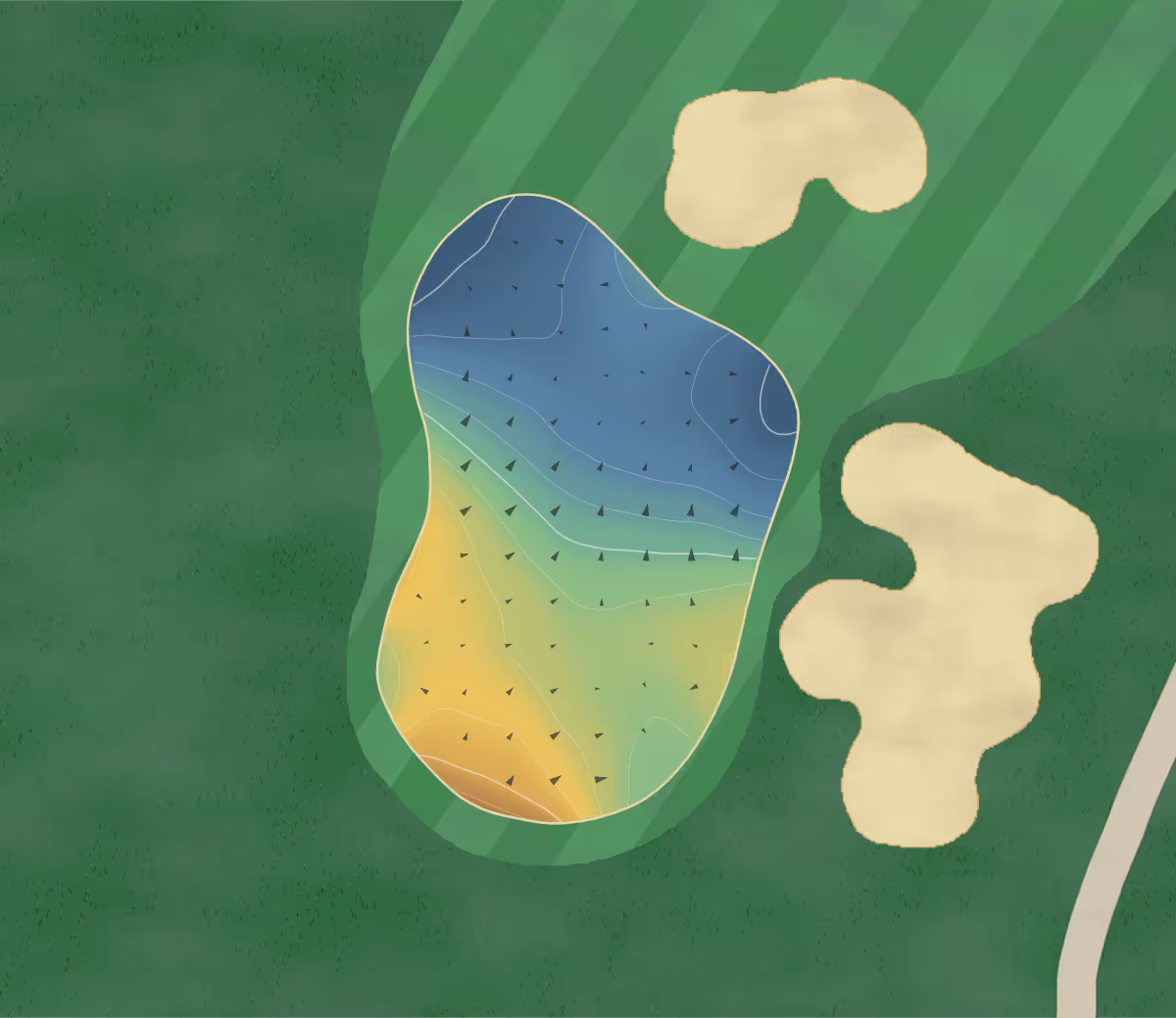Green contour map of Twin Bridges in Gadsden, Alabama: 143 elevation contours at a 3-inch interval with fall-line arrows, traced from 1-meter lidar