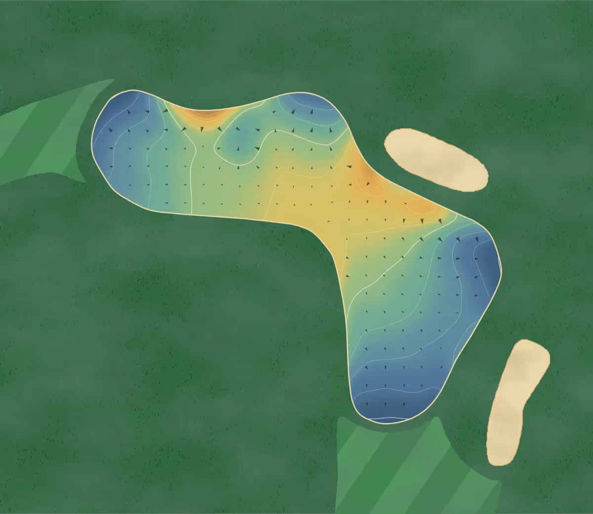 Green contour map of Twin Brooks in Mashpee, Massachusetts — 166 elevation contours at a 3-inch interval with fall-line arrows, traced from 1-meter lidar