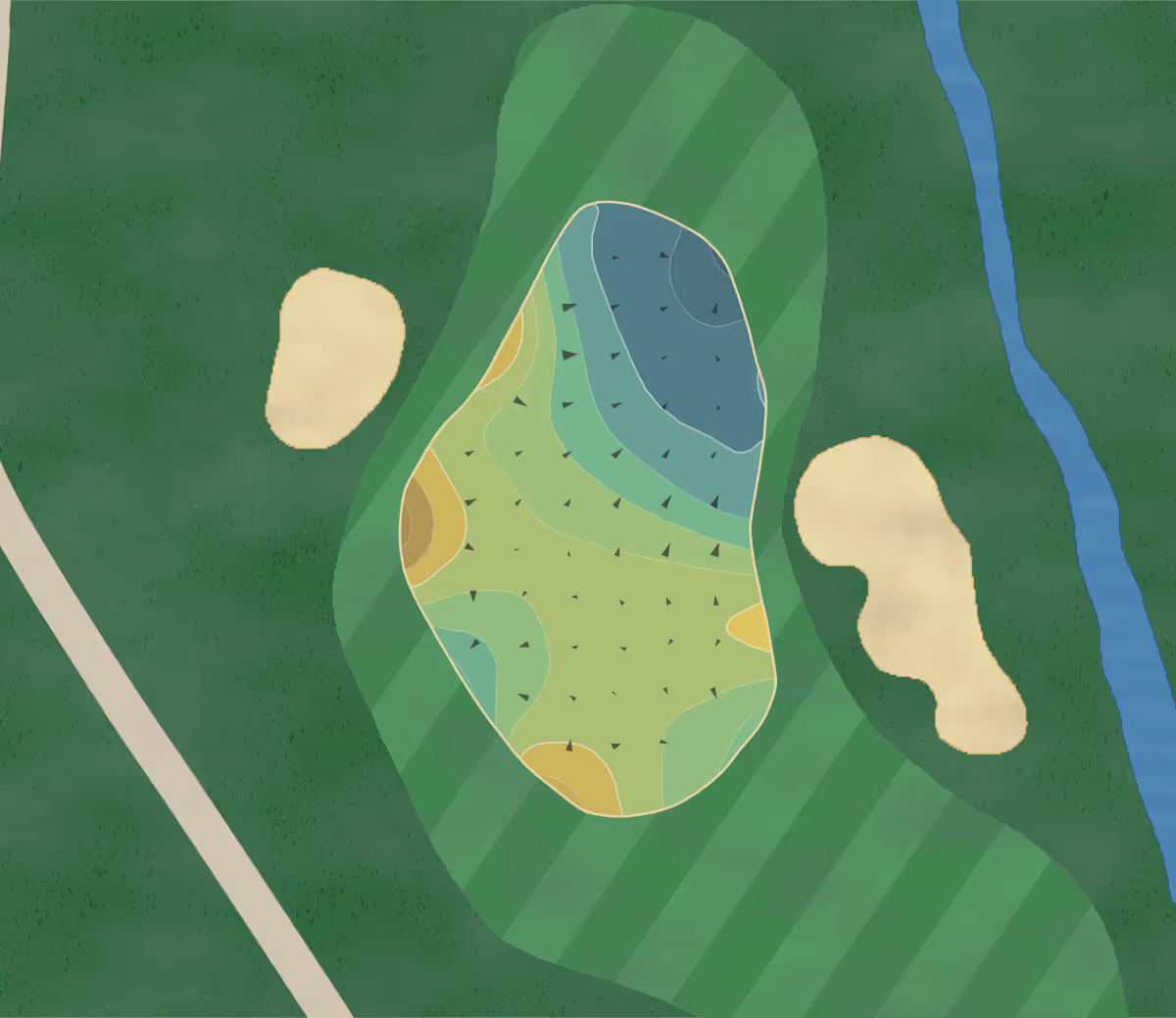 Green contour map of Twin Creeks in Cedar Park, Texas — 177 elevation contours at a 3-inch interval with fall-line arrows, traced from 1-meter lidar