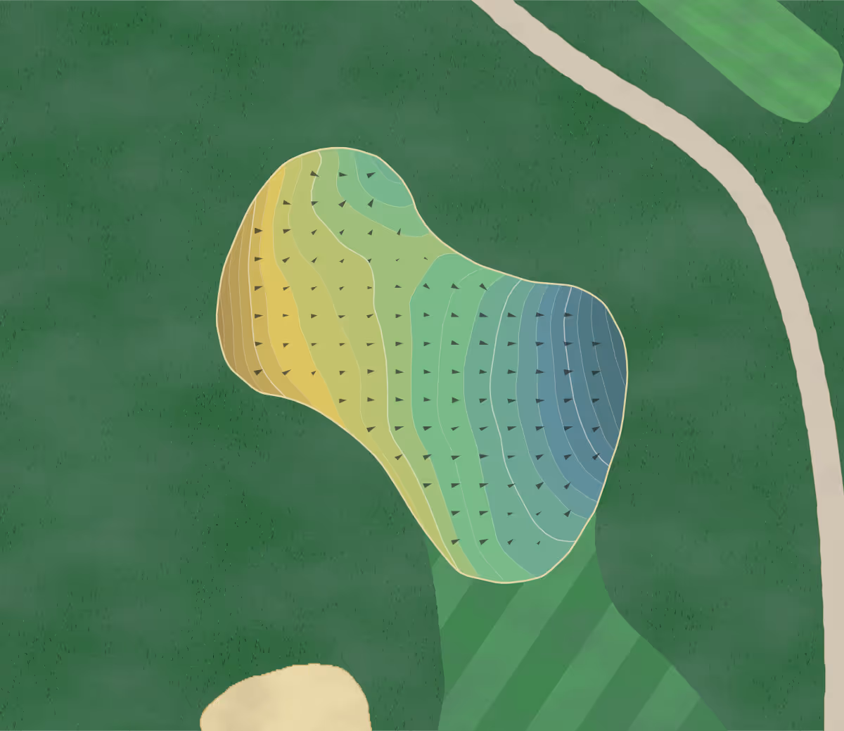 Green contour map of Twin Lakes in Federal Way, Washington — 258 elevation contours at a 3-inch interval with fall-line arrows, traced from 1-meter lidar