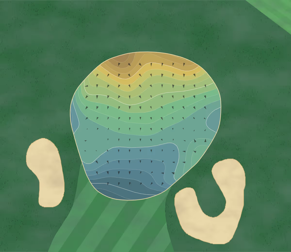 Green contour map of Twin Orchards in Long Grove, Illinois — 386 elevation contours at a 3-inch interval with fall-line arrows, traced from 1-meter lidar