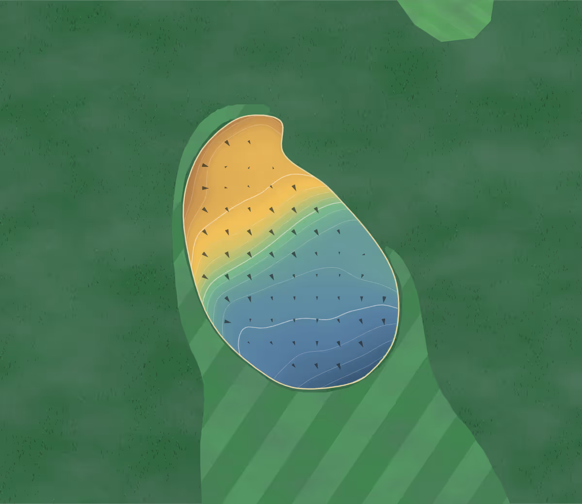 Green contour map of Twin Pines in Bagley, Minnesota: 85 elevation contours at a 3-inch interval with fall-line arrows, traced from 1-meter lidar