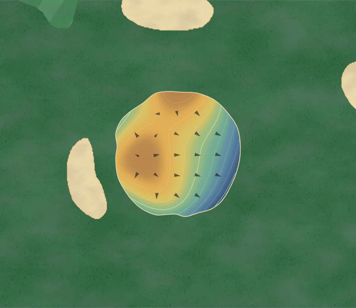 Green contour map of Twin Willows in Lincoln Park, New Jersey: 64 elevation contours at a 3-inch interval with fall-line arrows, traced from 1-meter lidar