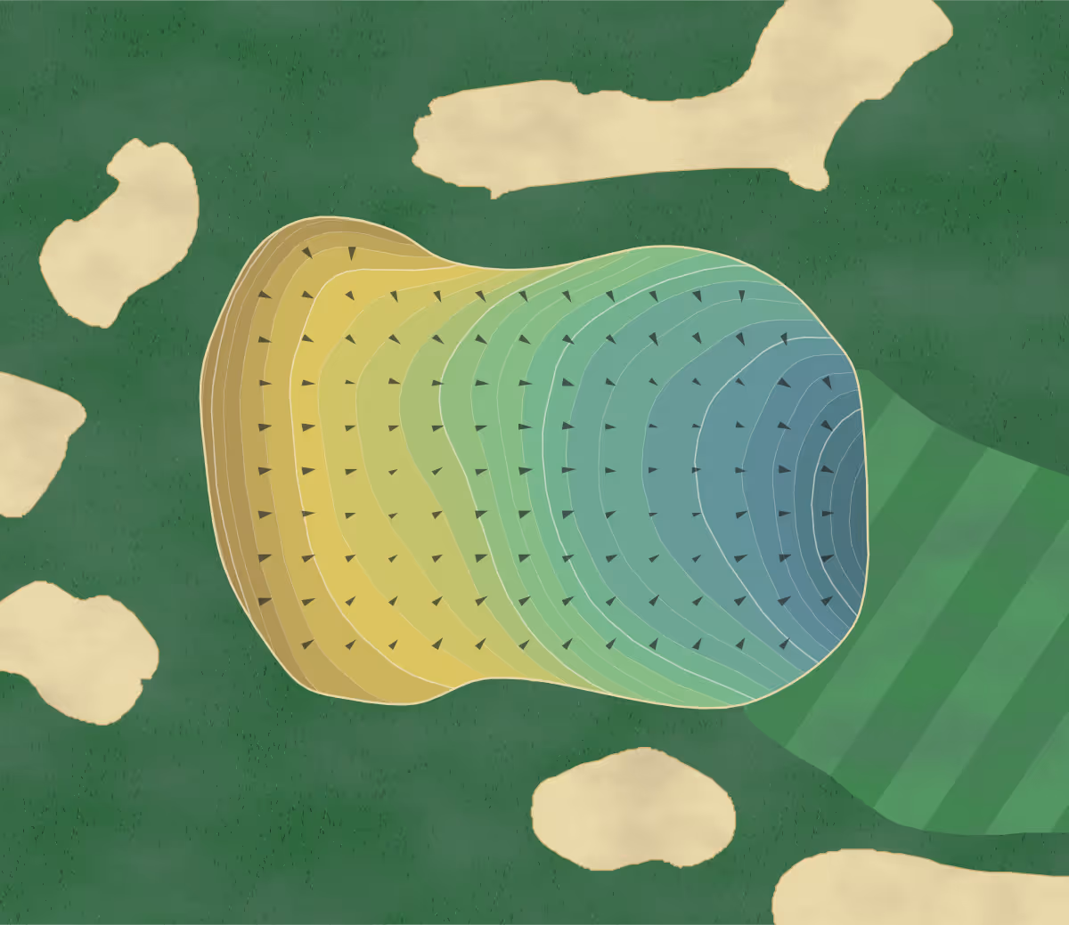 Green contour map of Twisted Dune in Egg Harbor Twp, New Jersey — 246 elevation contours at a 3-inch interval with fall-line arrows, traced from 1-meter lidar
