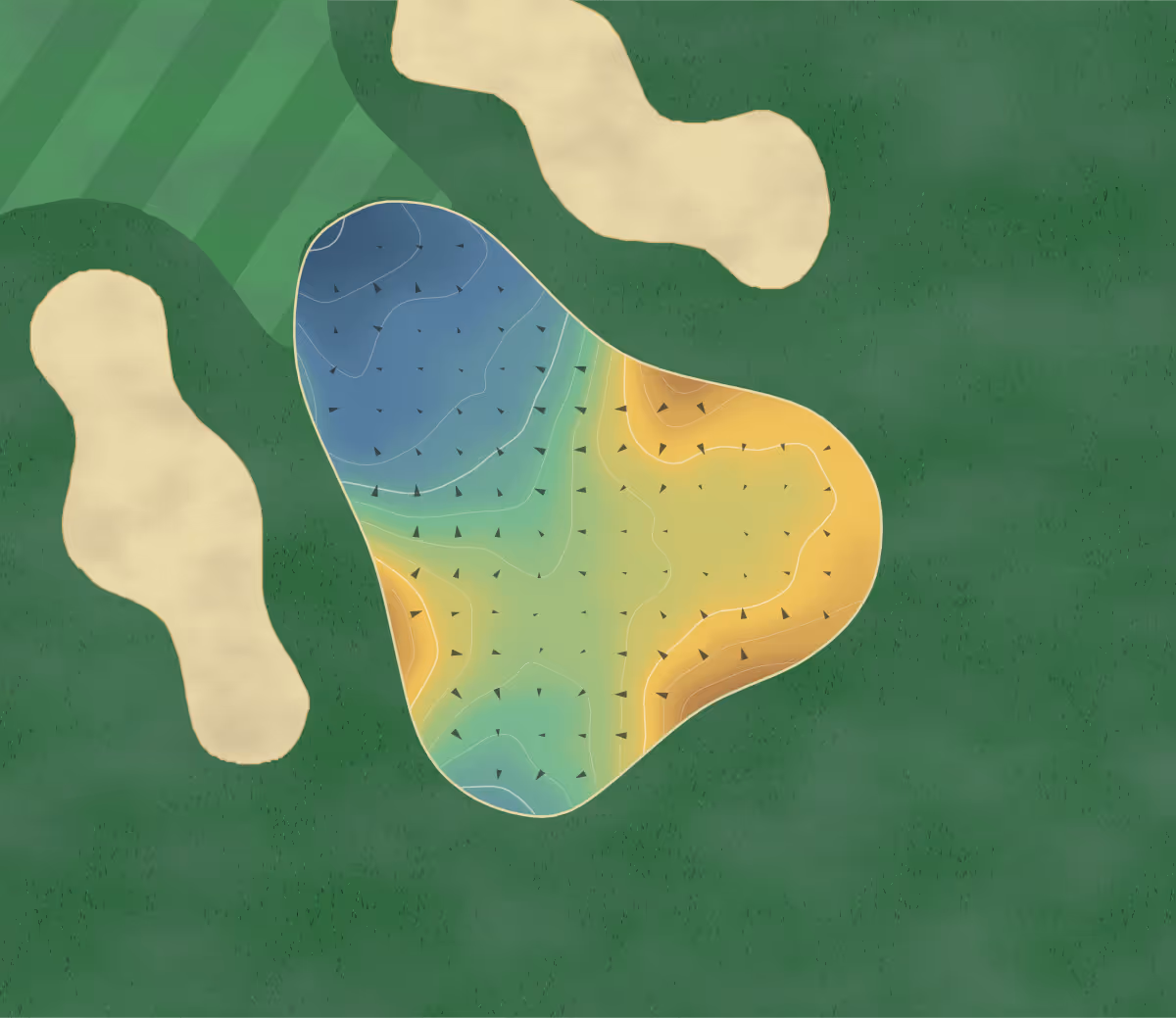 Green contour map of Ubly Heights in Ubly, Michigan: 204 elevation contours at a 3-inch interval with fall-line arrows, traced from 1-meter lidar