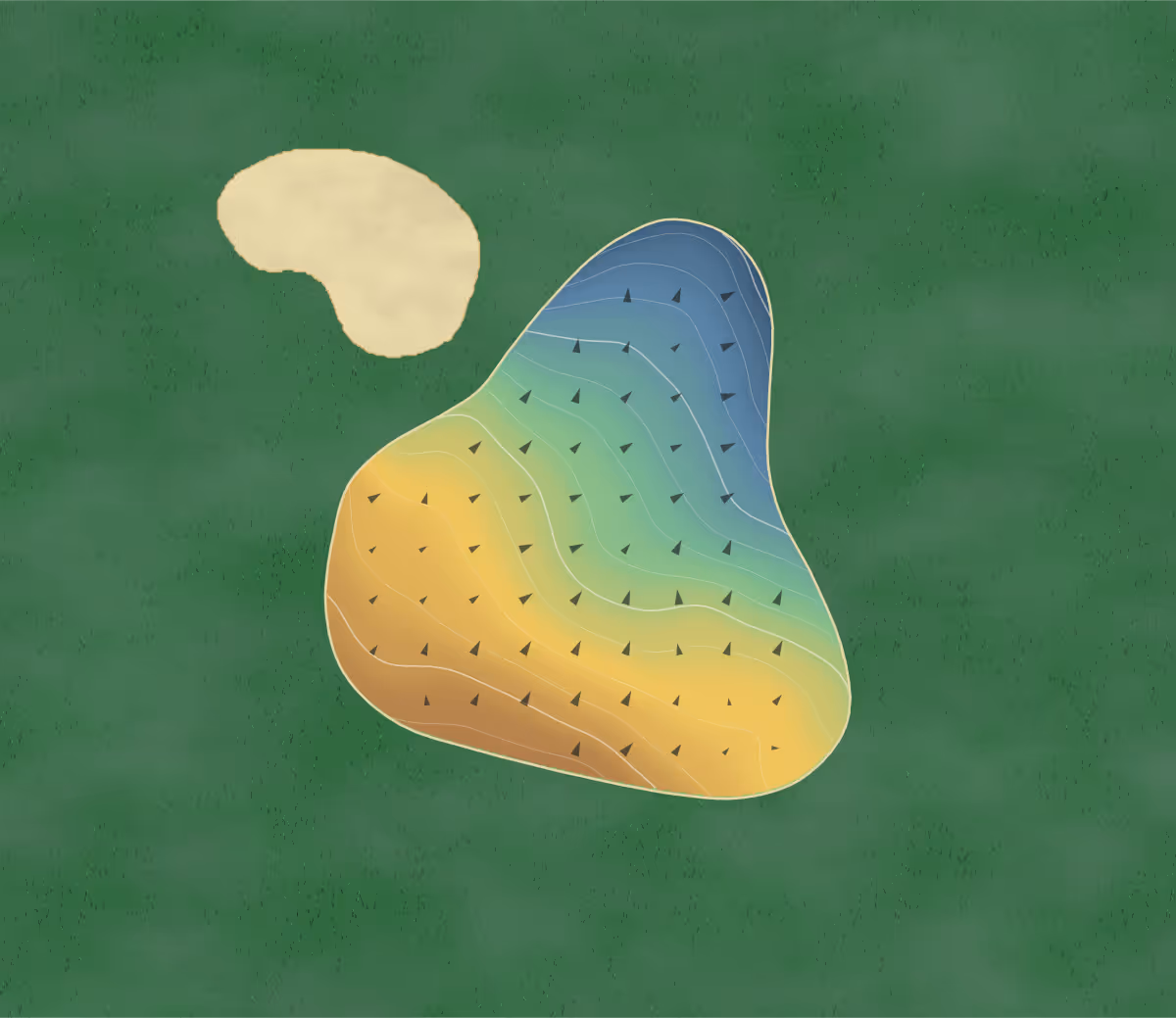 Green contour map of Umstead Pines in Durham, North Carolina: 14 elevation contours at a 3-inch interval with fall-line arrows, traced from 1-meter lidar