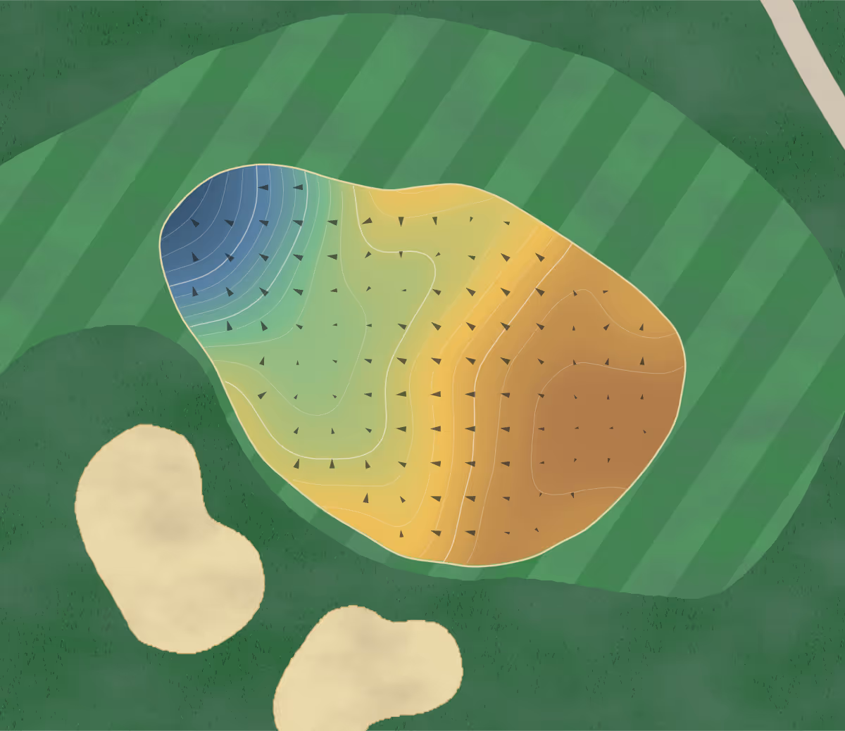 Green contour map of Highlands Ranch in Highlands Ranch, Colorado — 186 elevation contours at a 3-inch interval with fall-line arrows, traced from 1-meter lidar